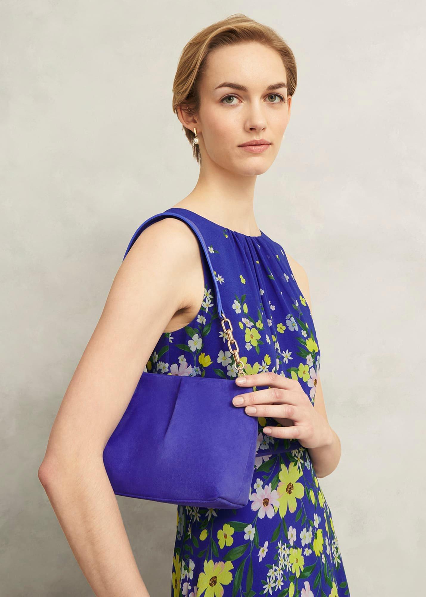 Clifton Suede Clutch Bag, Allium Blue, hi-res