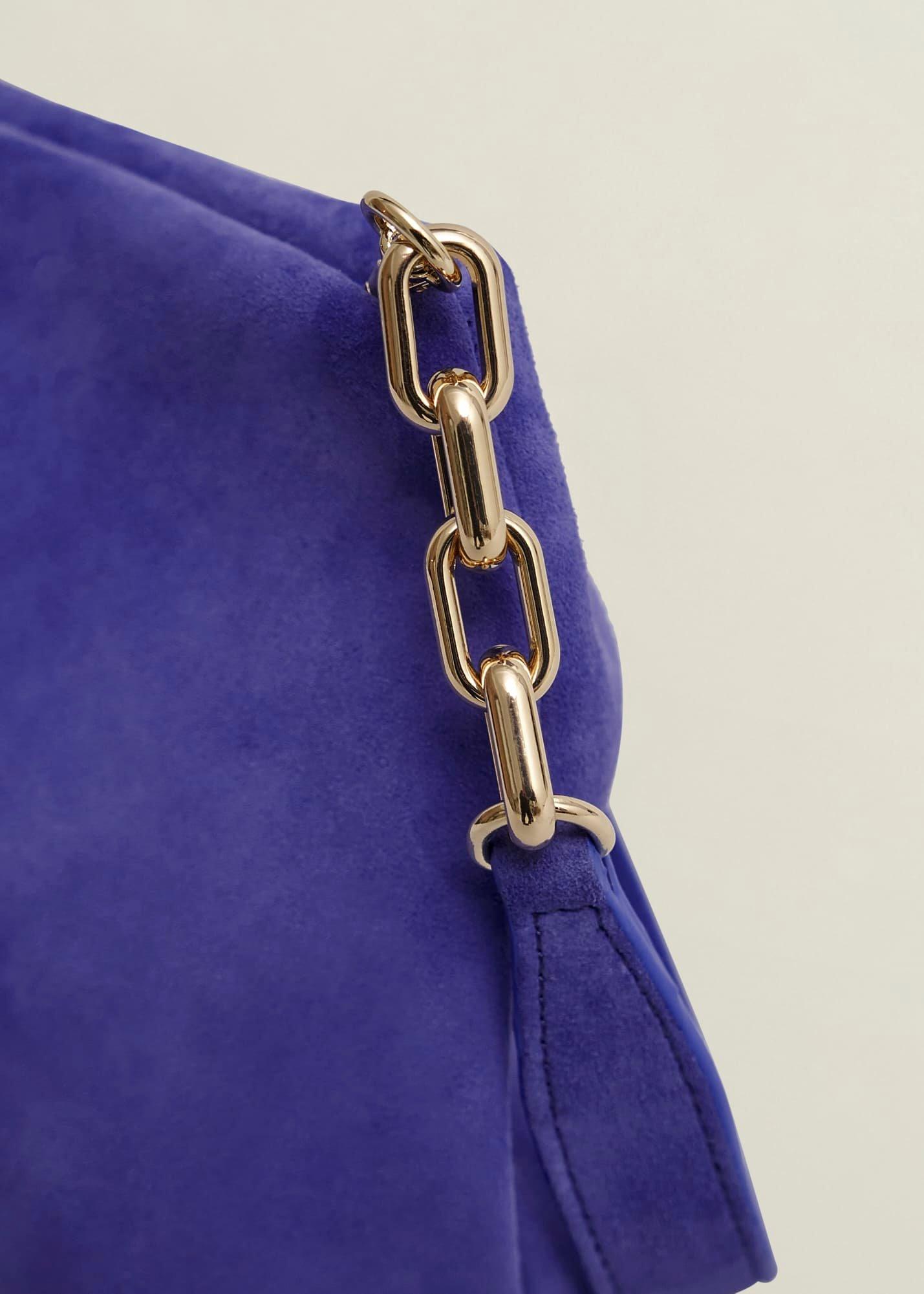 Clifton Suede Clutch Bag, Allium Blue, hi-res