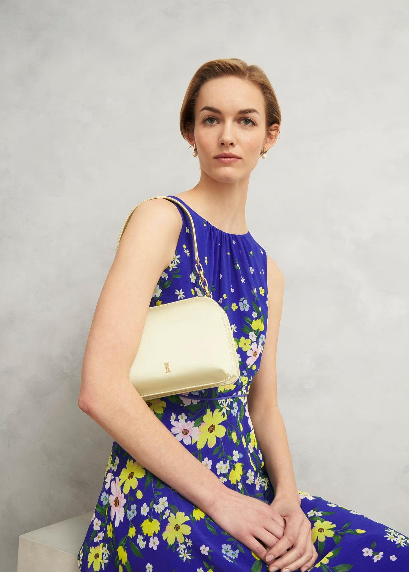 Milan Satin Clutch Bag, Pale Yellow, hi-res