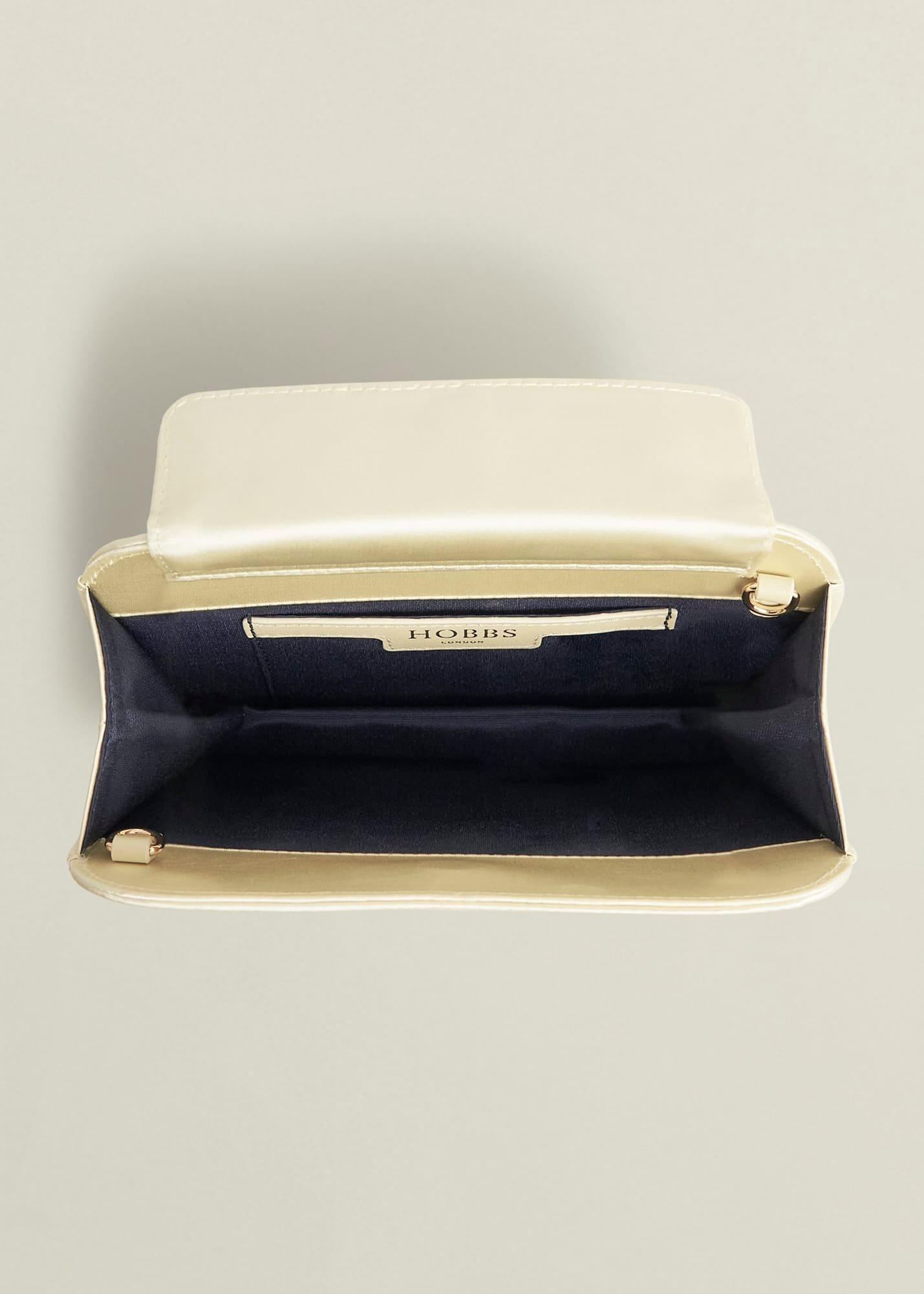 Milan Satin Clutch Bag, Pale Yellow, hi-res