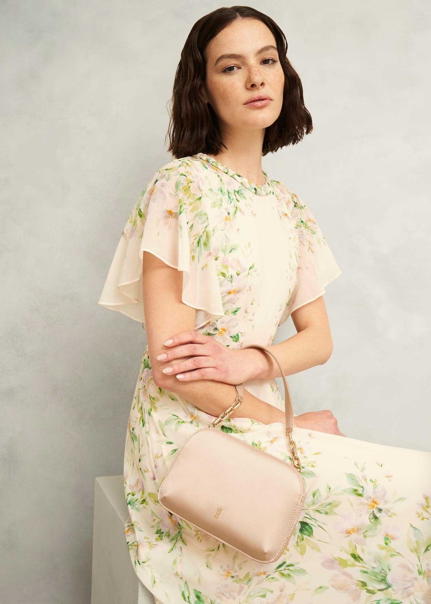 Milan Satin Clutch Bag, Warm Taupe, hi-res