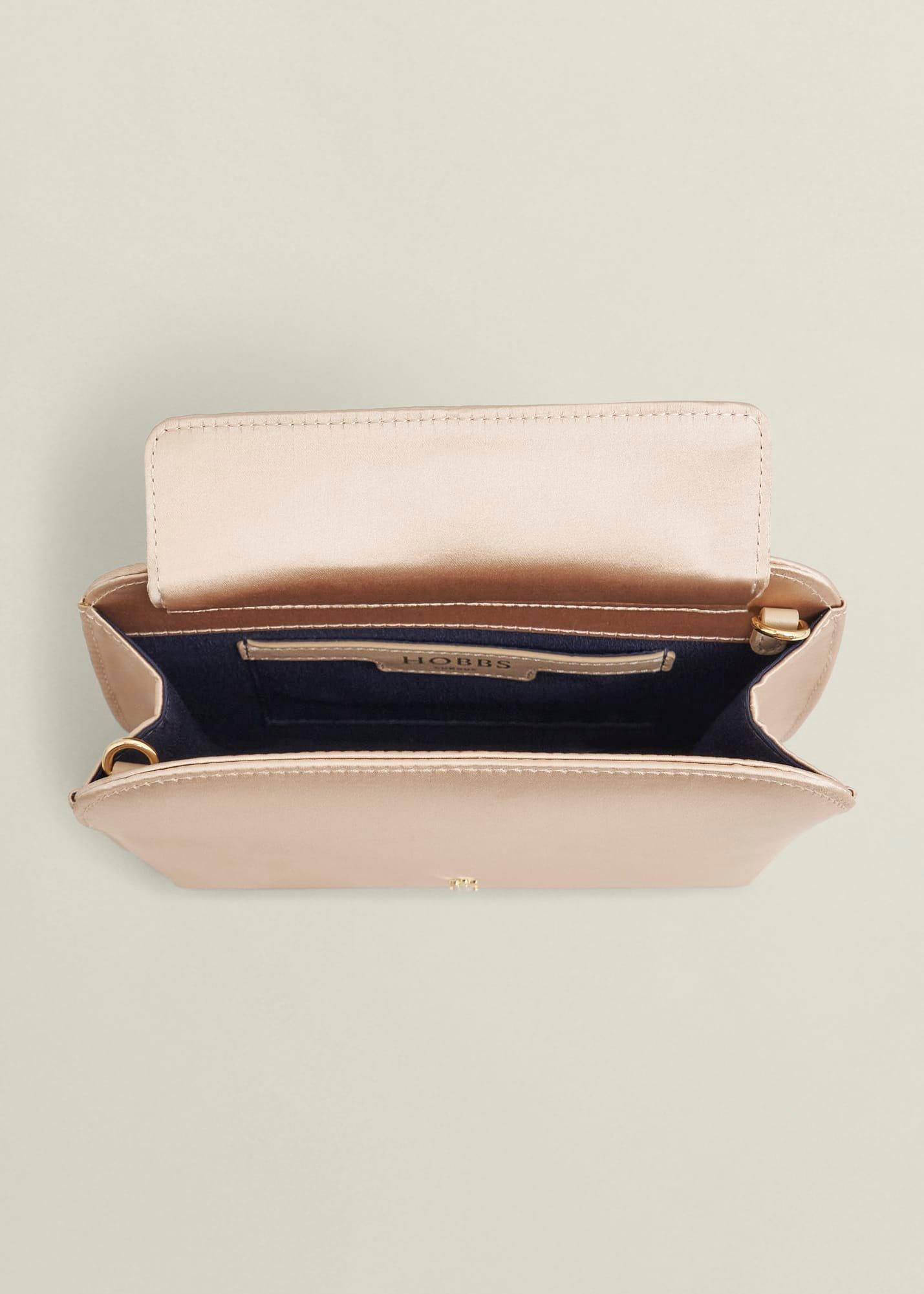 Milan Satin Clutch Bag, Warm Taupe, hi-res