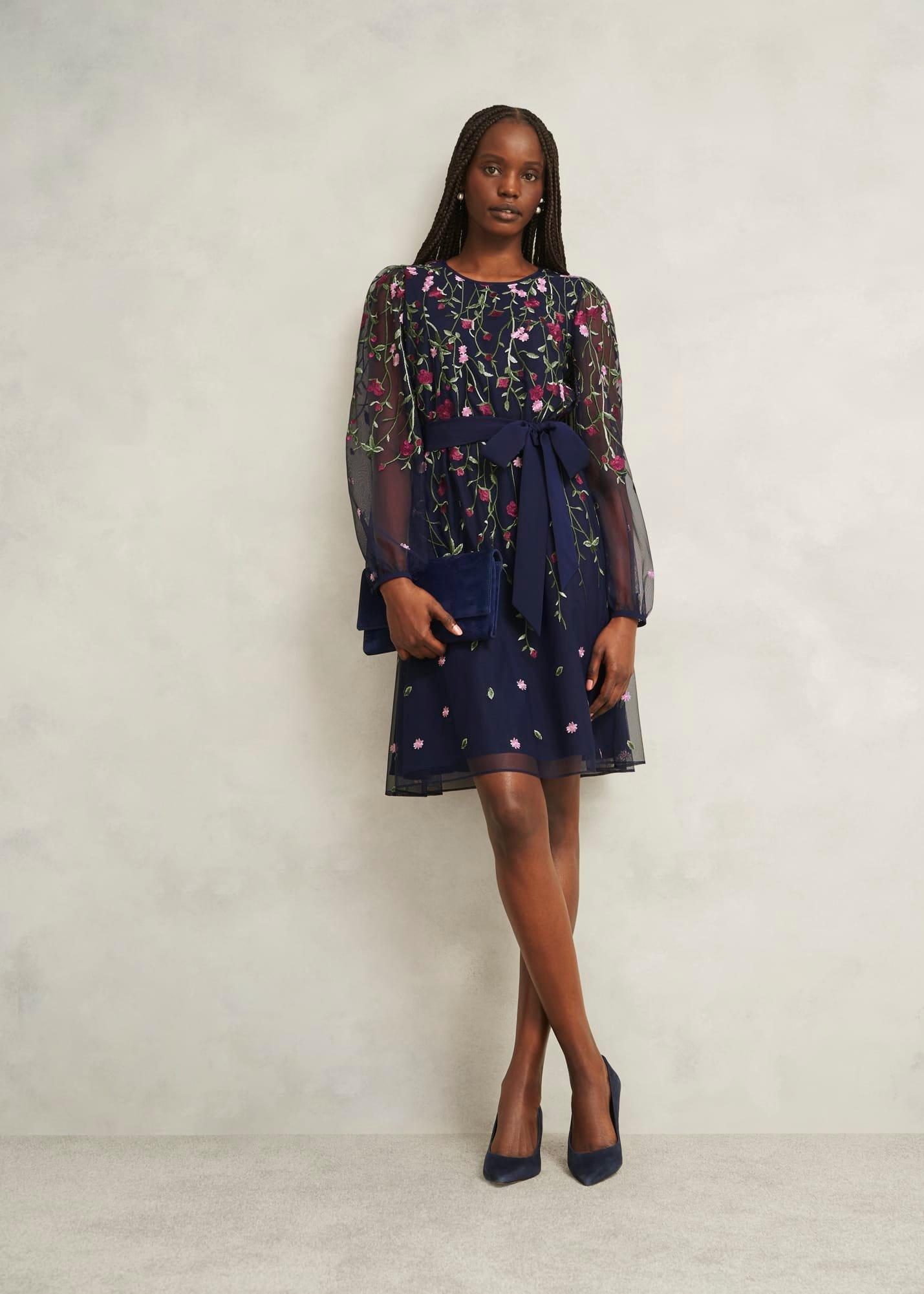 Renata Suede Clutch Bag, Midnight Navy, hi-res