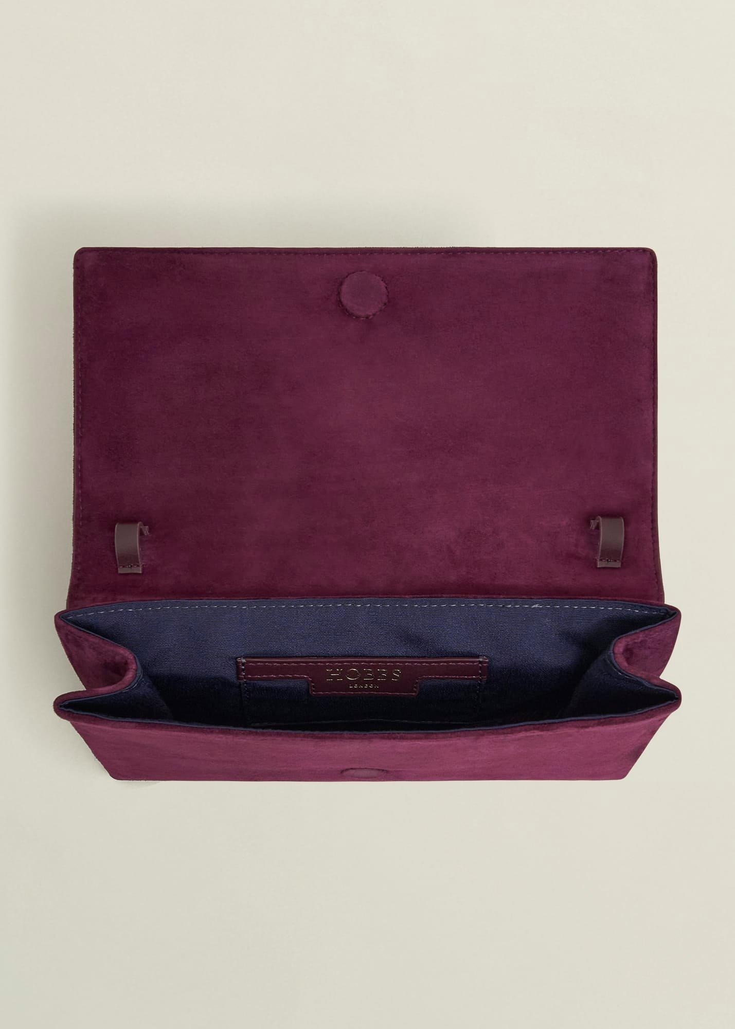 Renata Suede Clutch bag, Onyx Red, hi-res