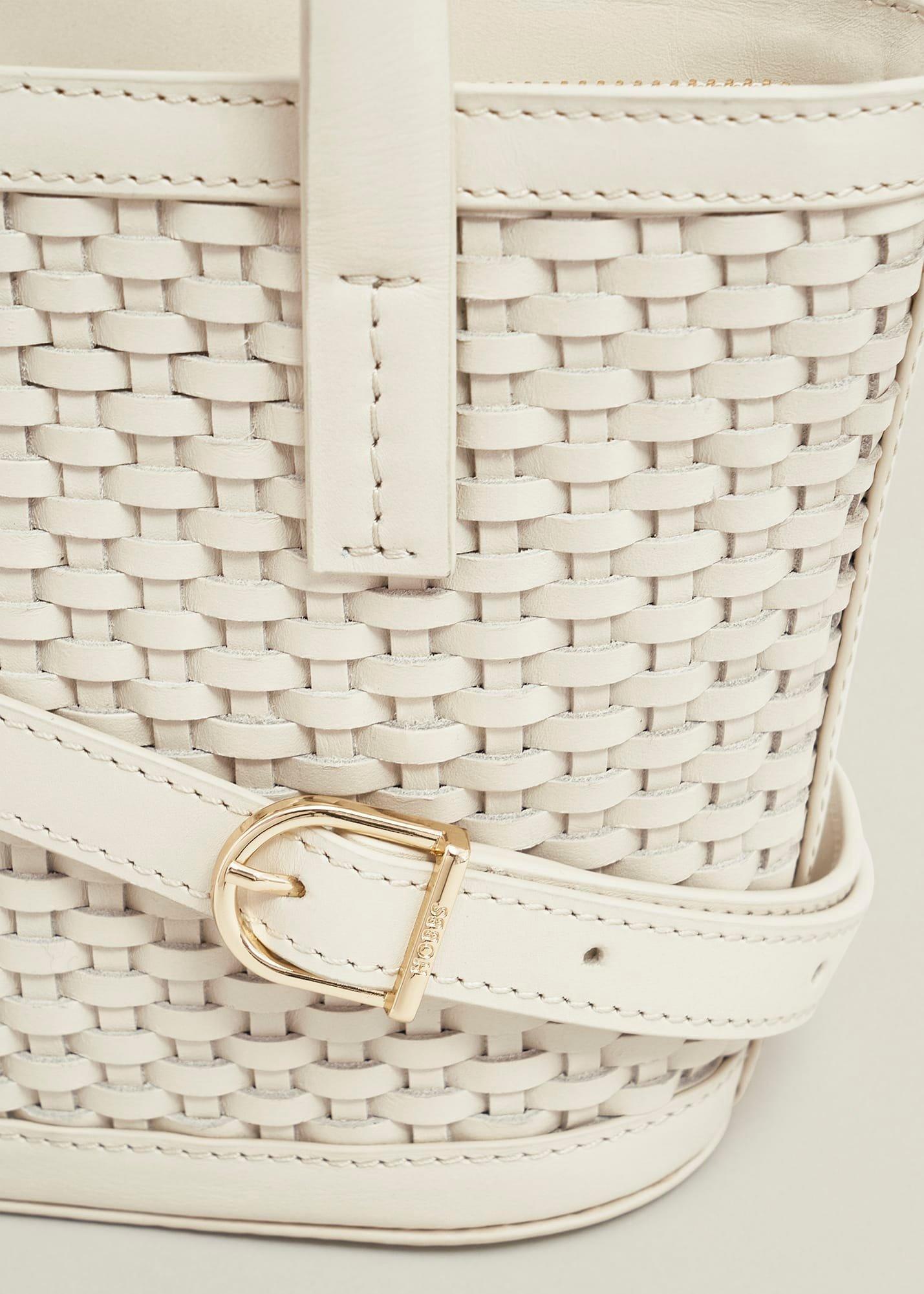 Posie Woven Leather Bag, Chalk Beige, hi-res