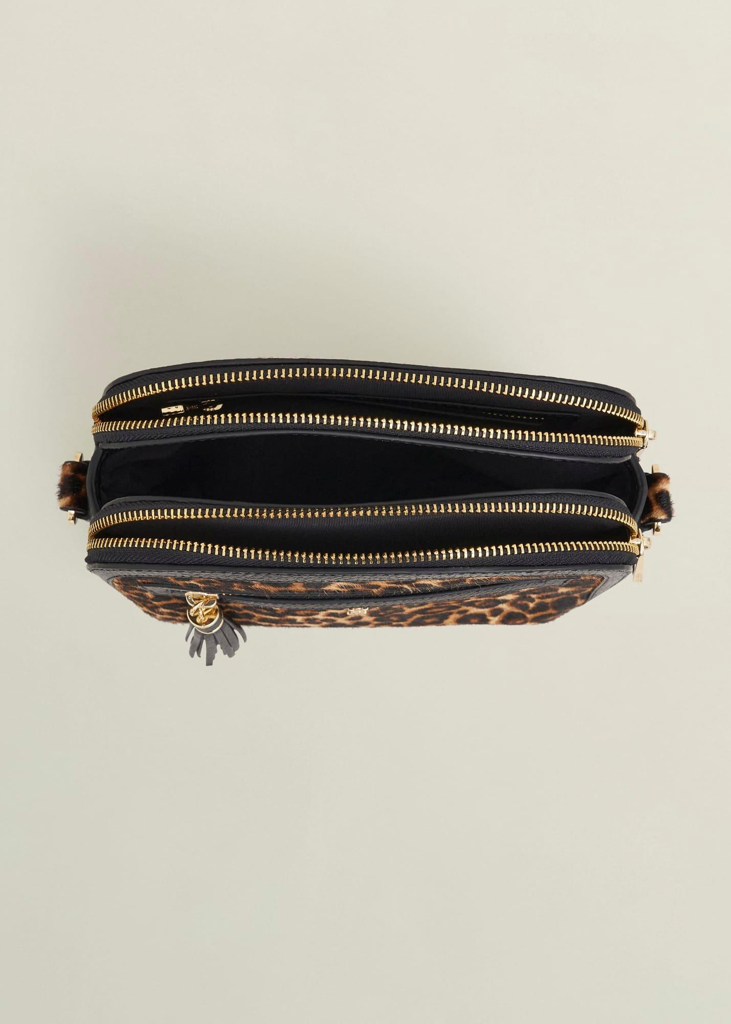 Carlton Leather Crossbody Bag, Leopard Print, hi-res