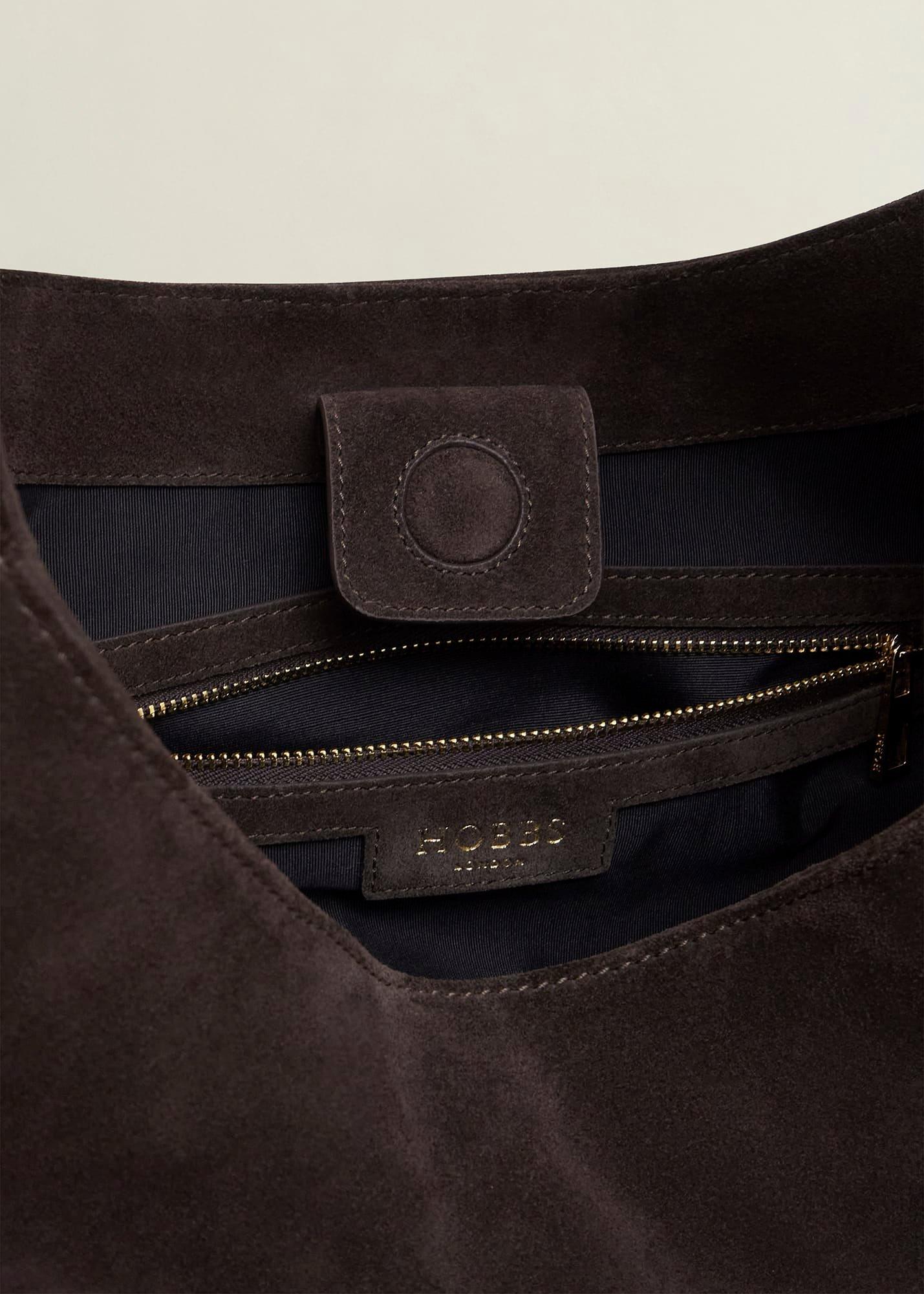 Blakely Suede Shoulder Bag, Deep Brown, hi-res