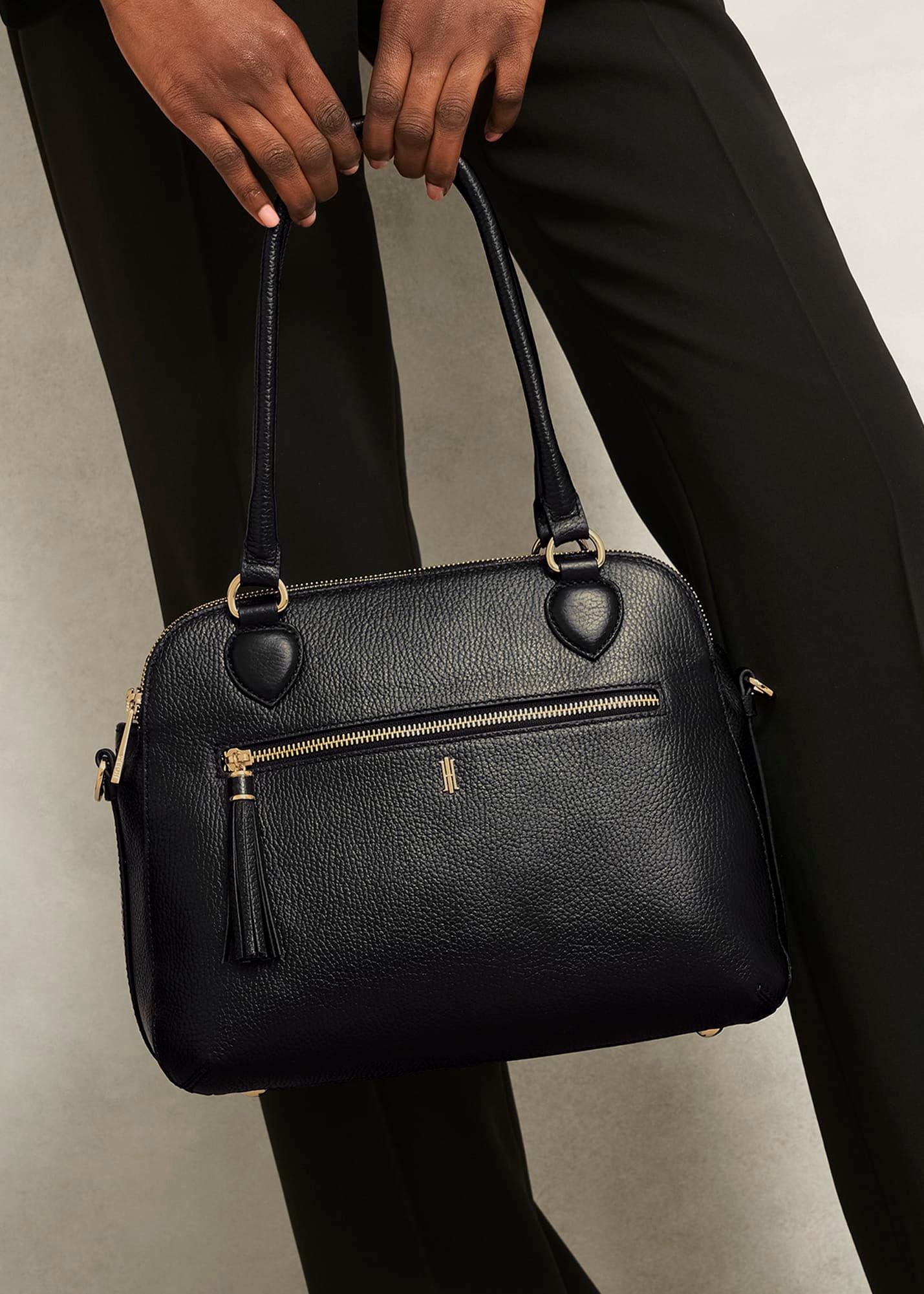 Carlton Large Leather Crossbody Bag, Black, hi-res