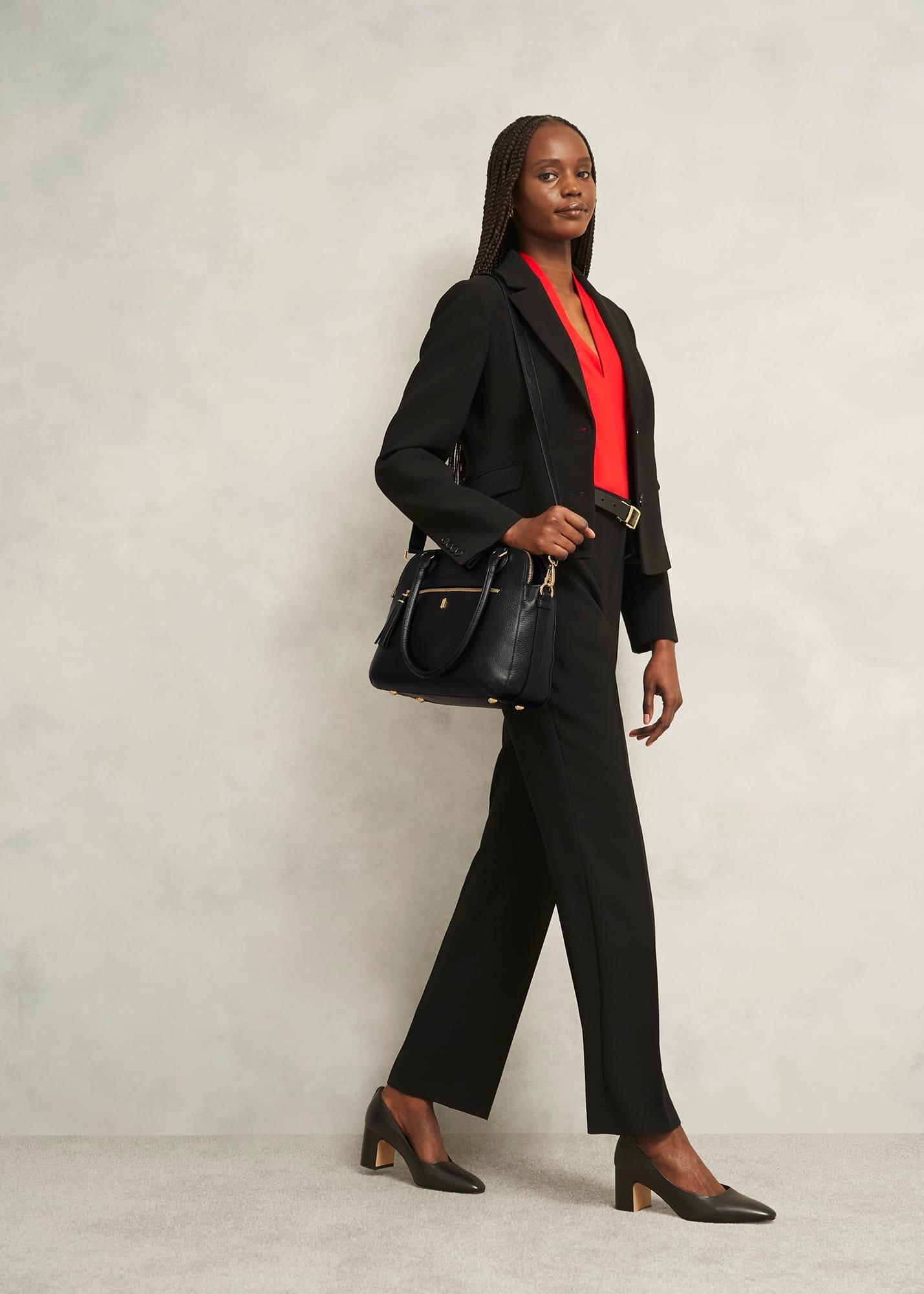 Carlton Large Leather Crossbody Bag, Black, hi-res