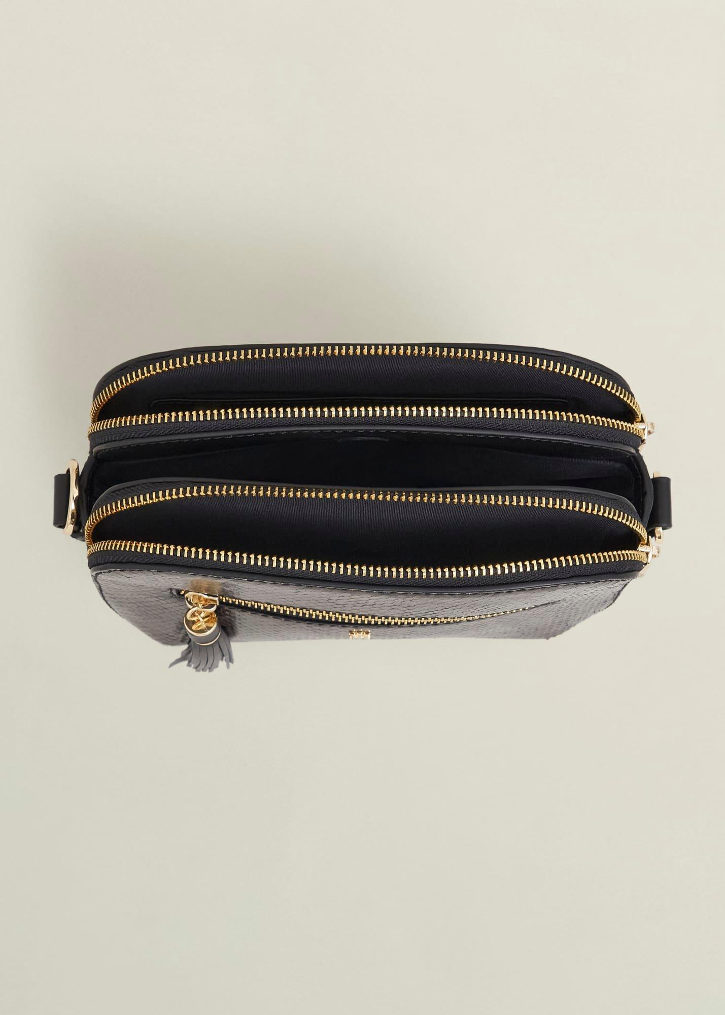 Carlton Leather Crossbody Bag, Snake Print, hi-res