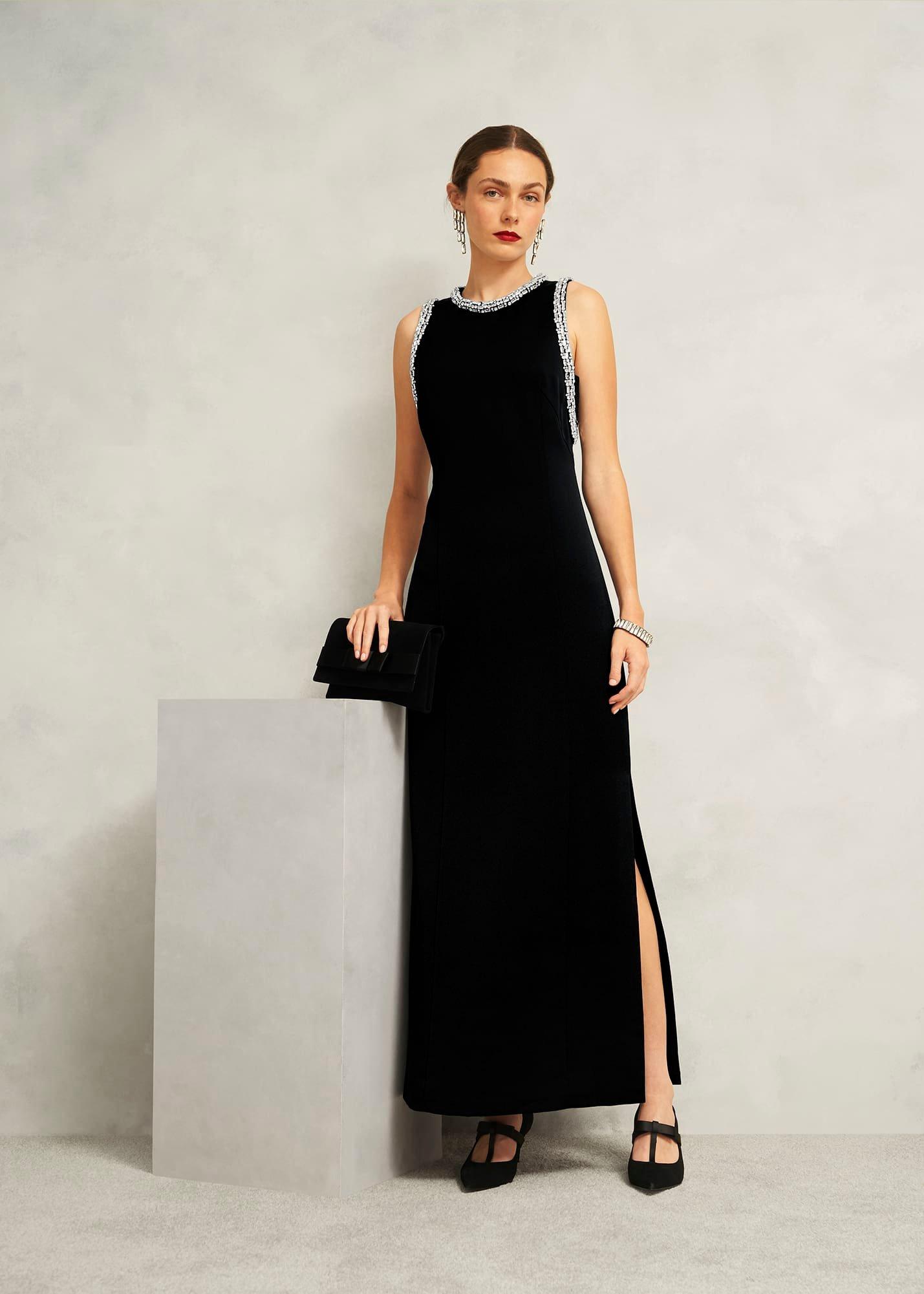 Renata Bow Clutch Bag, Black, hi-res