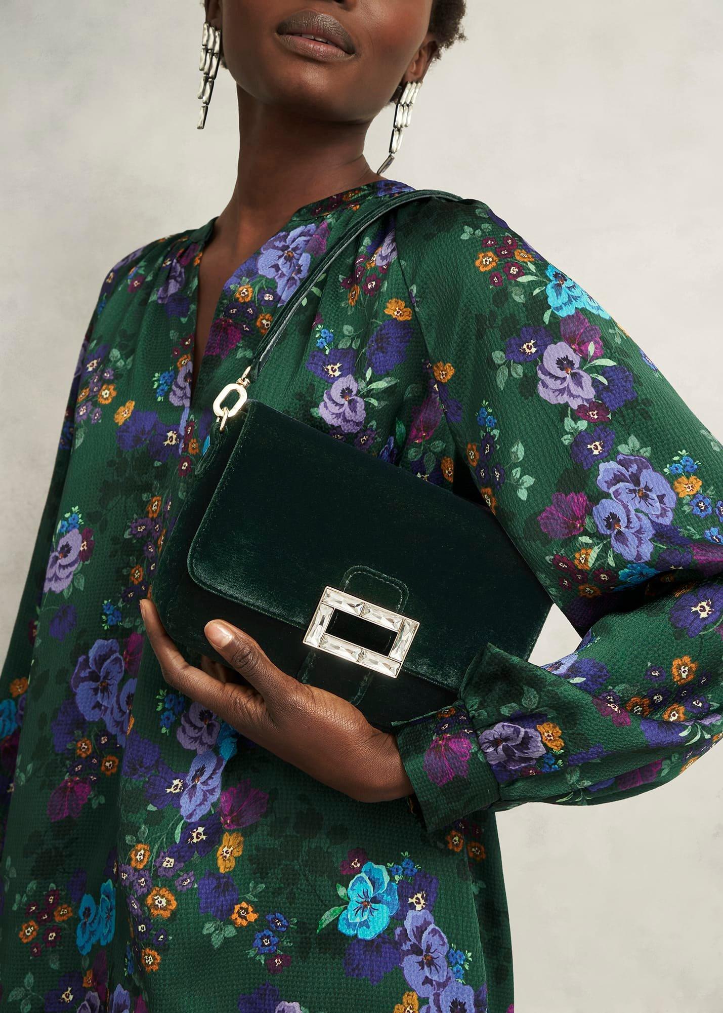 Alexandria Velvet Clutch Bag, Ponderosa Green, hi-res