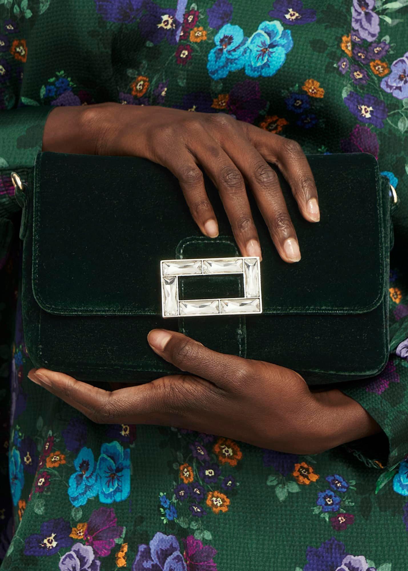 Alexandria Velvet Clutch Bag, Ponderosa Green, hi-res