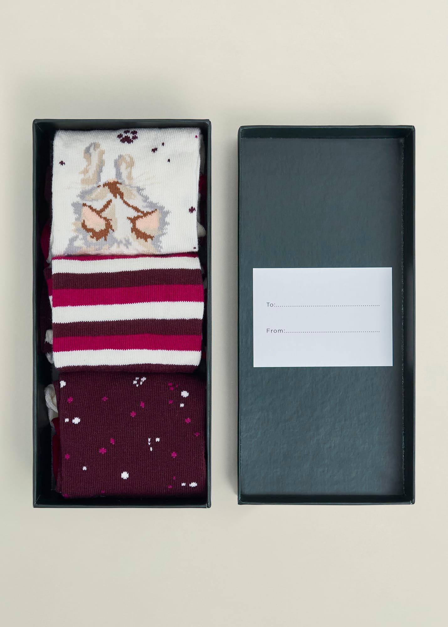 Scarf Cat Sock Set, Pink Multi, hi-res