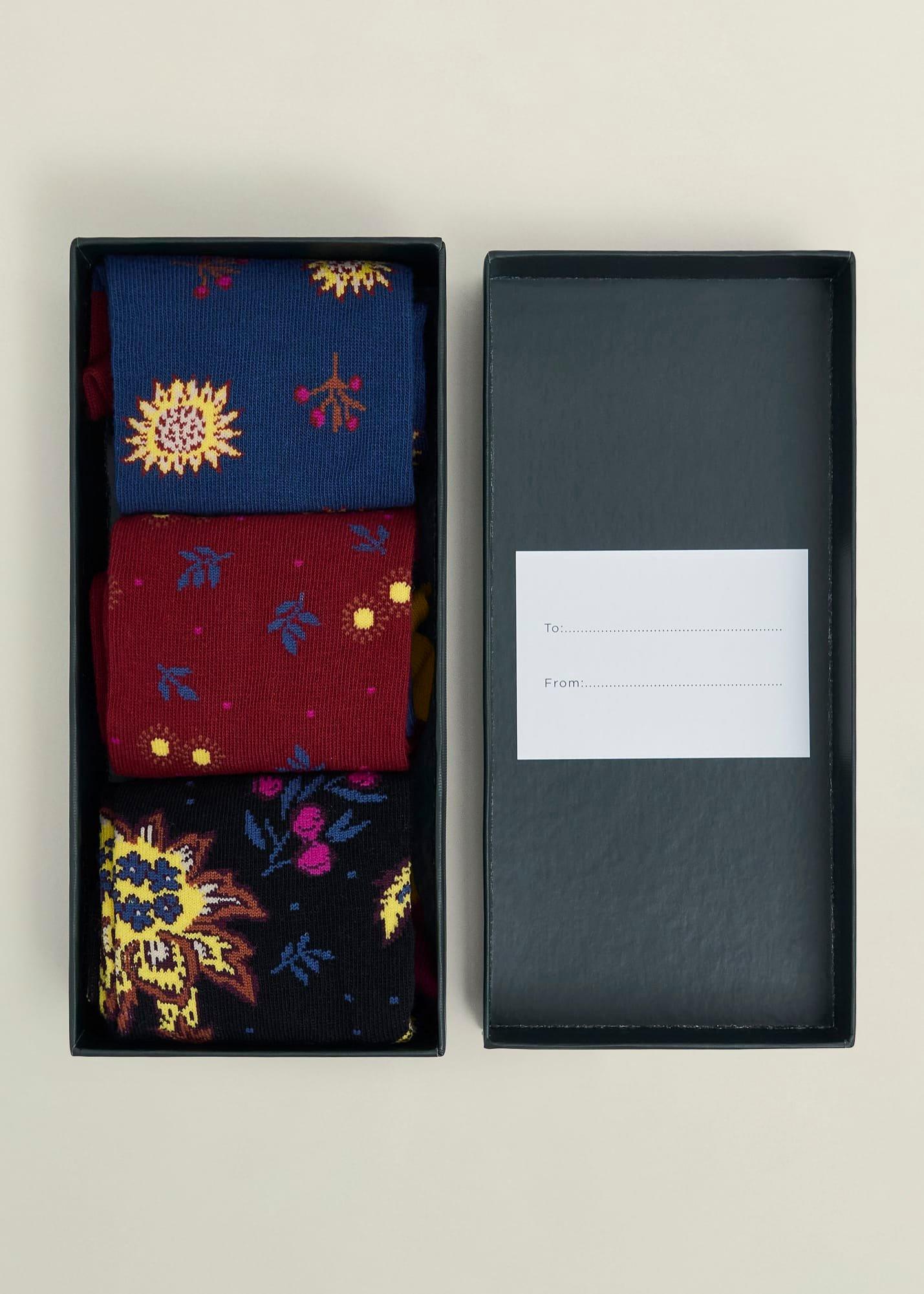 Jacobean Sock Set, Black Multi, hi-res