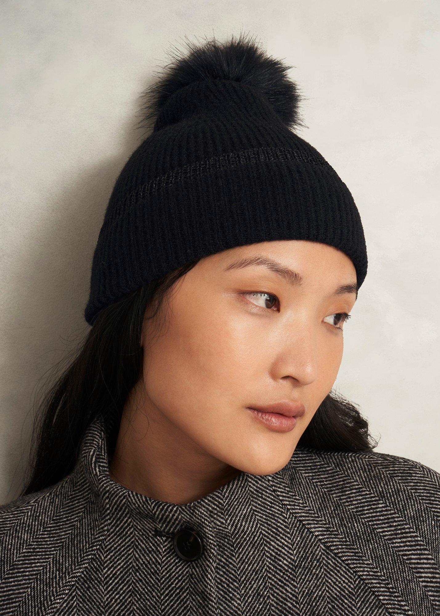 Carys Knit Hat, Black, hi-res