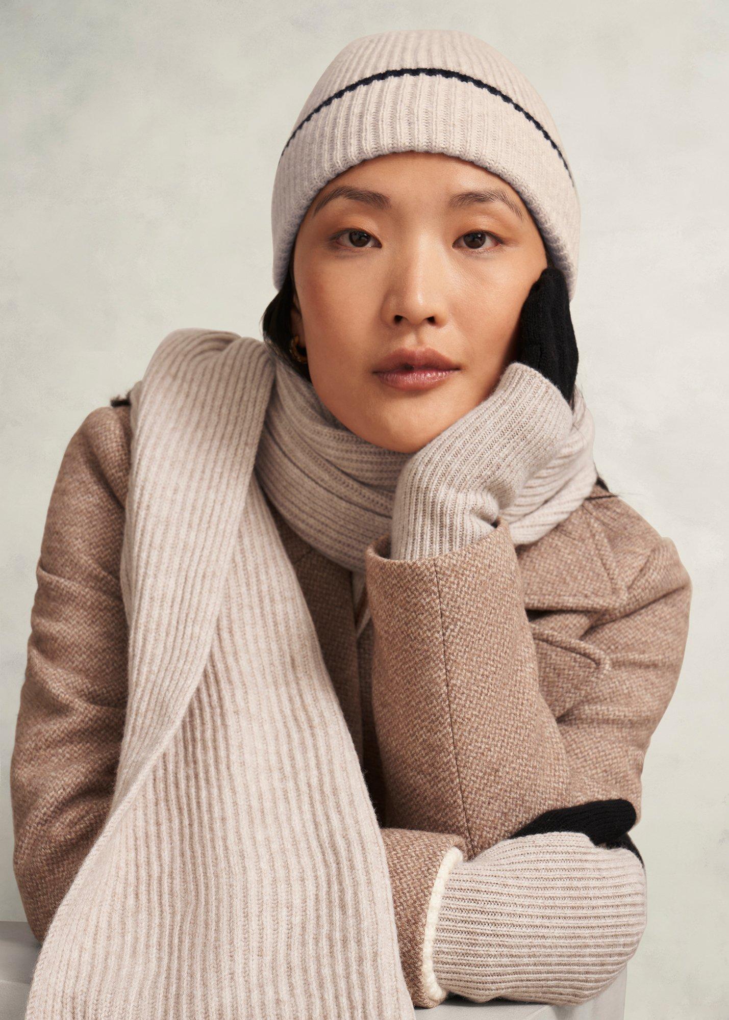 Acacia Wool Knit Hat, Beige Black, hi-res