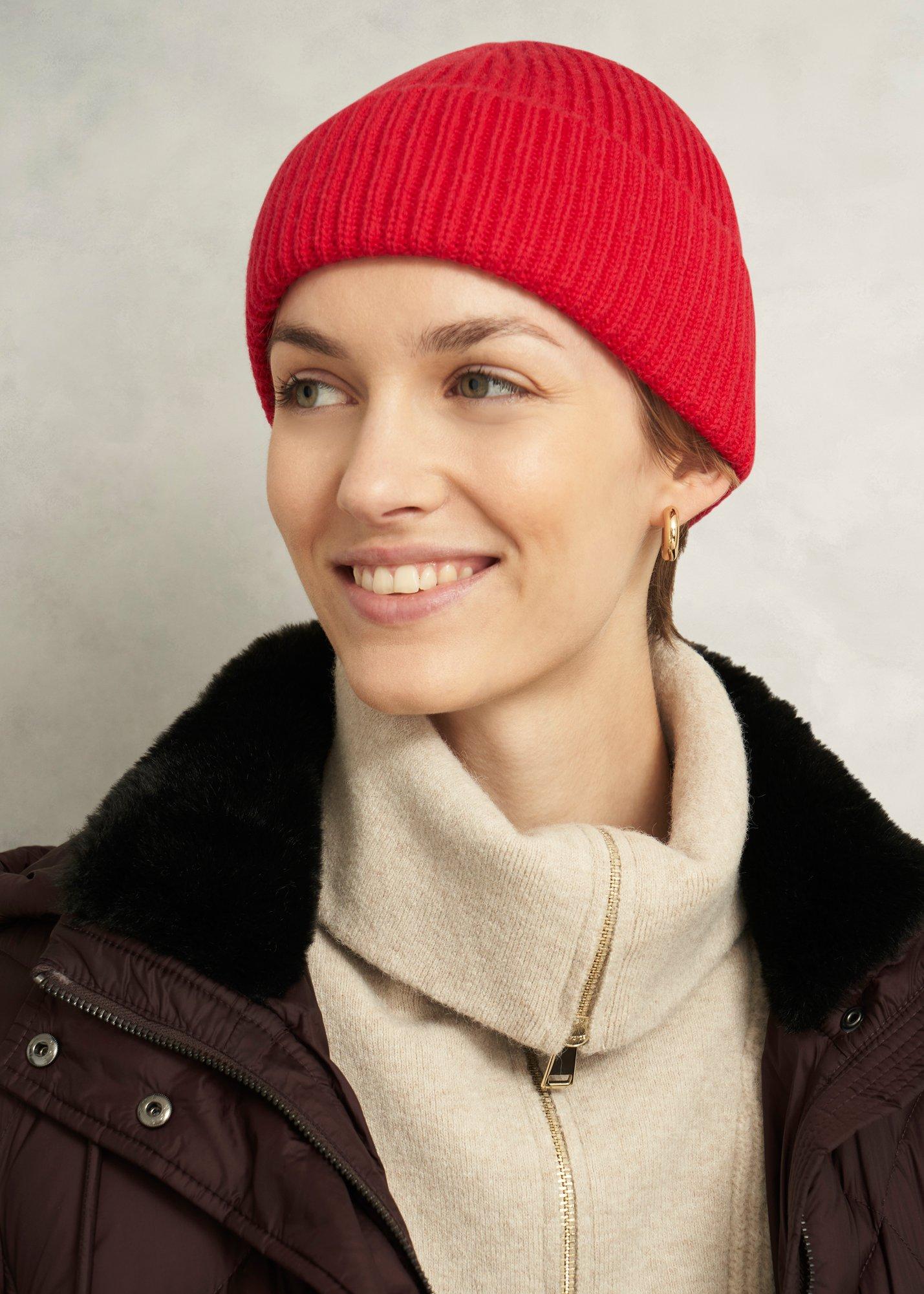 Philipa Knit Hat With Wool , Red, hi-res