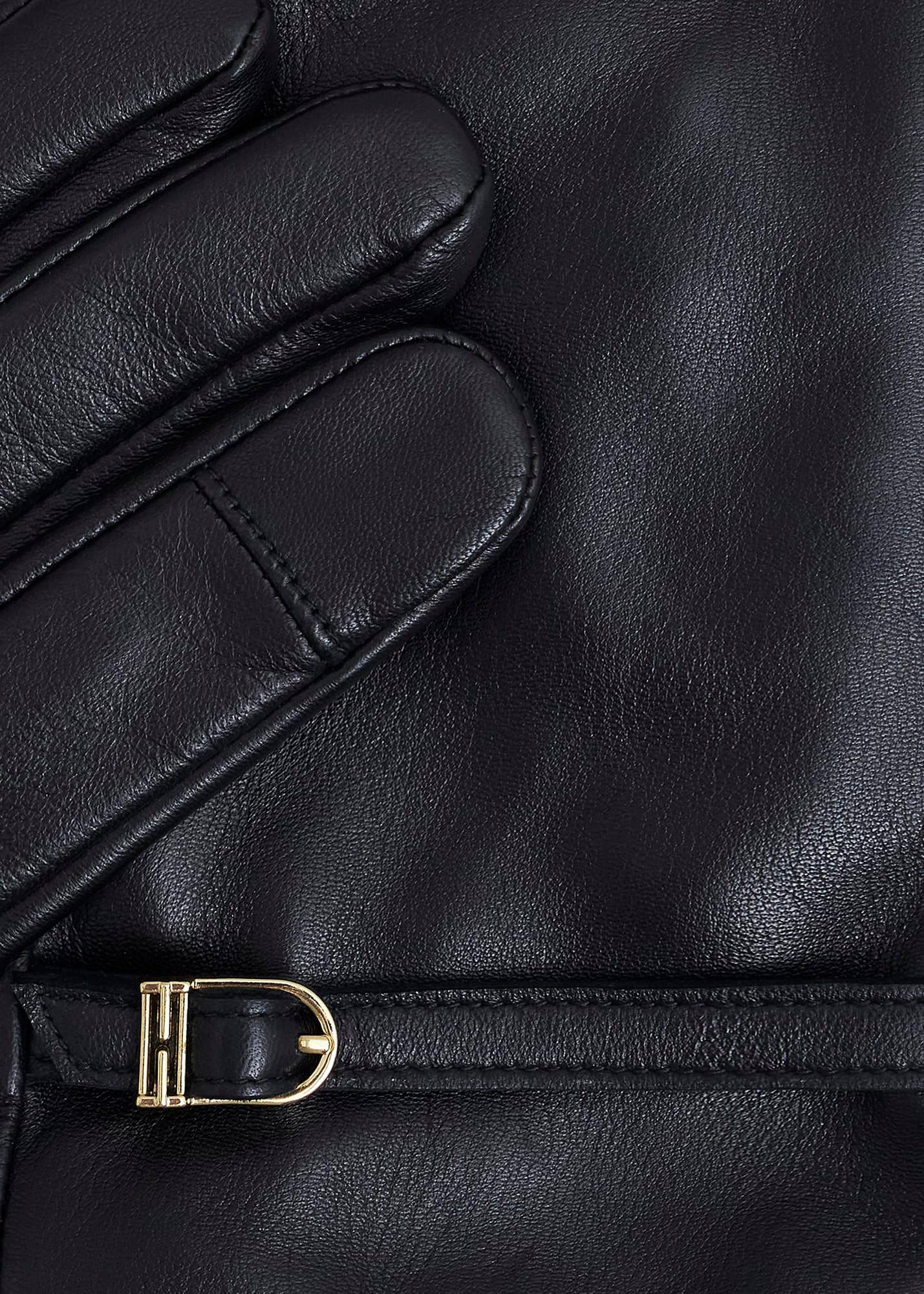 Lillia Leather Gloves, Black, hi-res