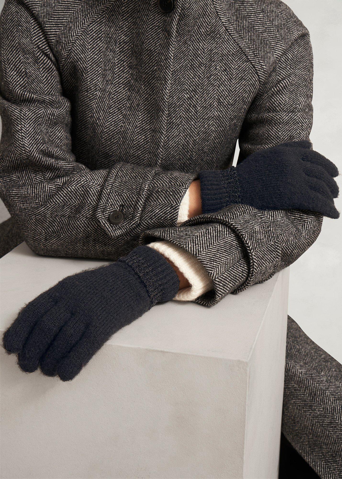 Carys Knit Gloves, Black, hi-res