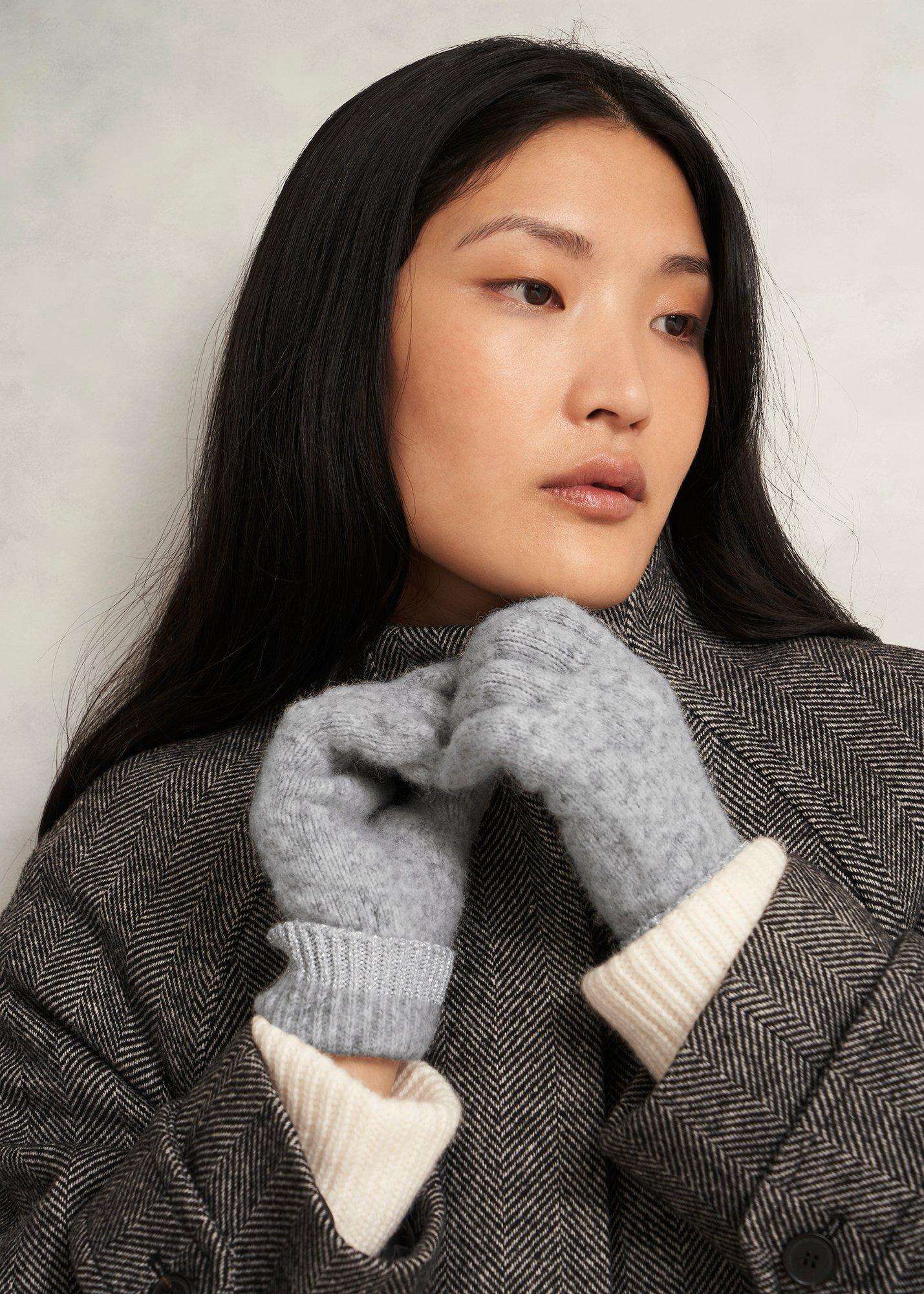 Carys Knit Gloves, Light Grey, hi-res