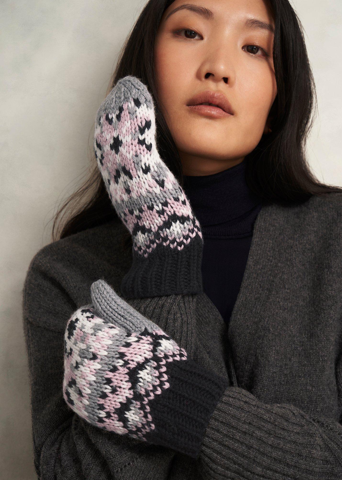 Deanna Fairisle Mittens With Wool , Grey Multi, hi-res