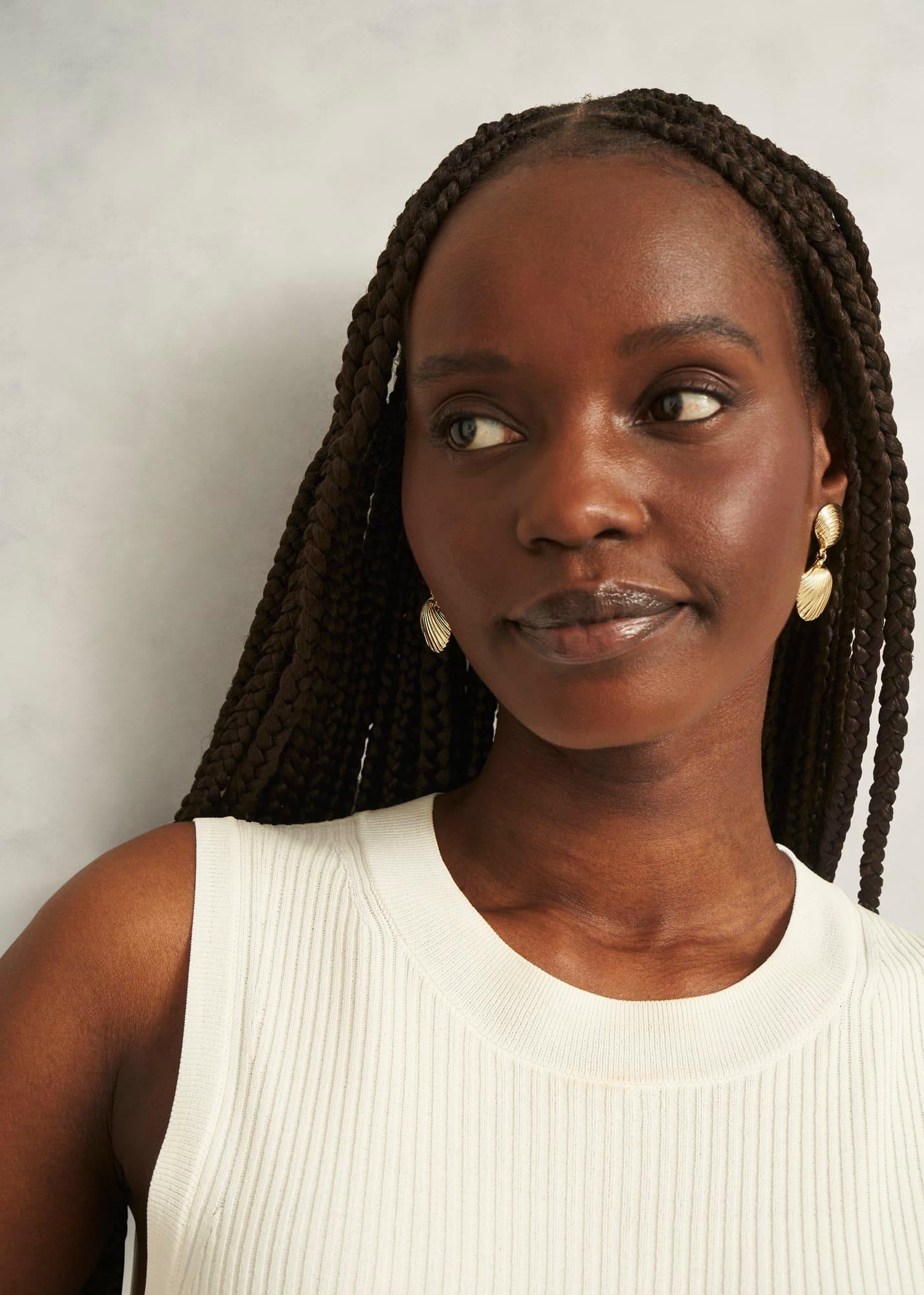 Amaya Shell Earring, Gold, hi-res