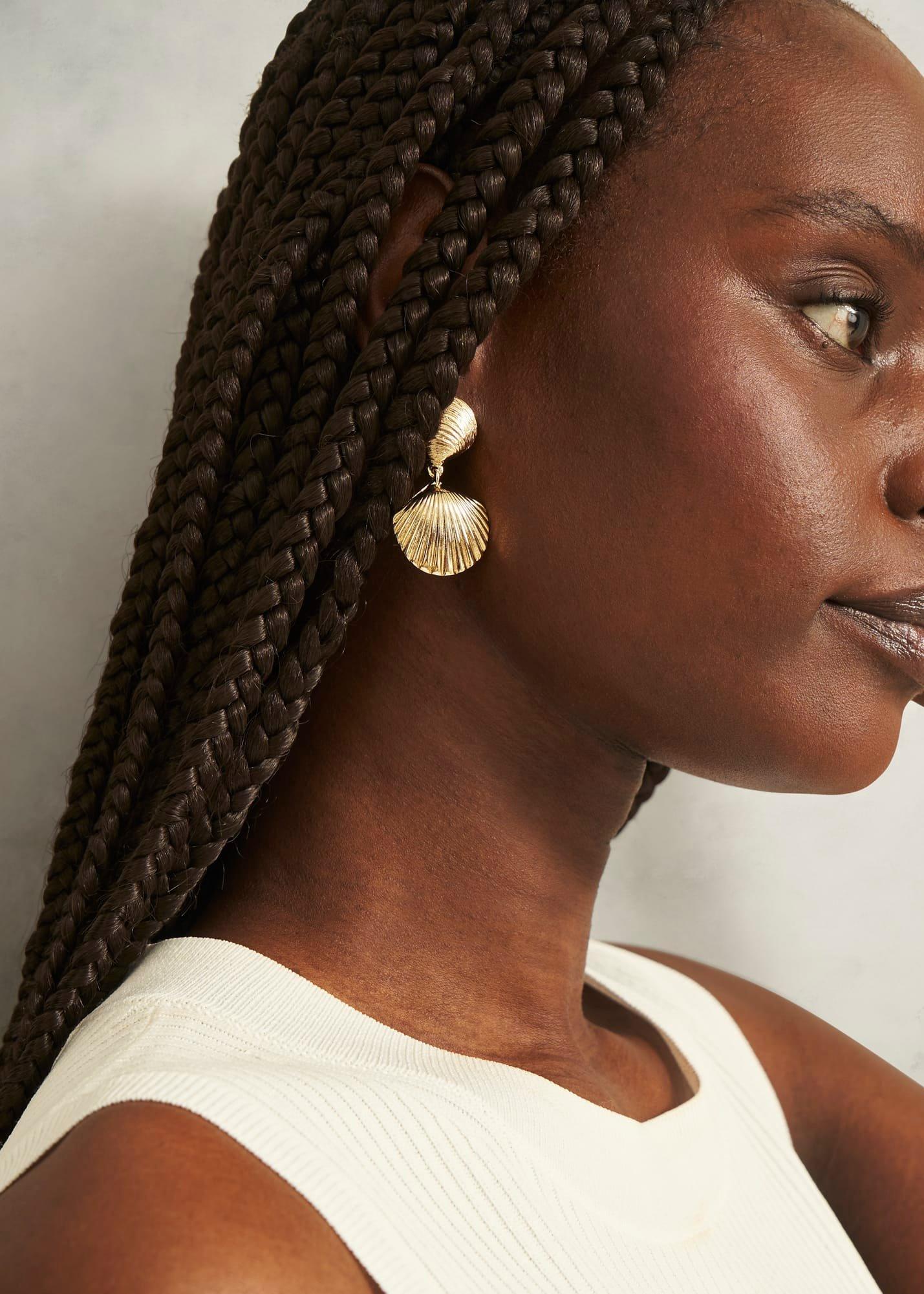 Amaya Shell Earring, Gold, hi-res