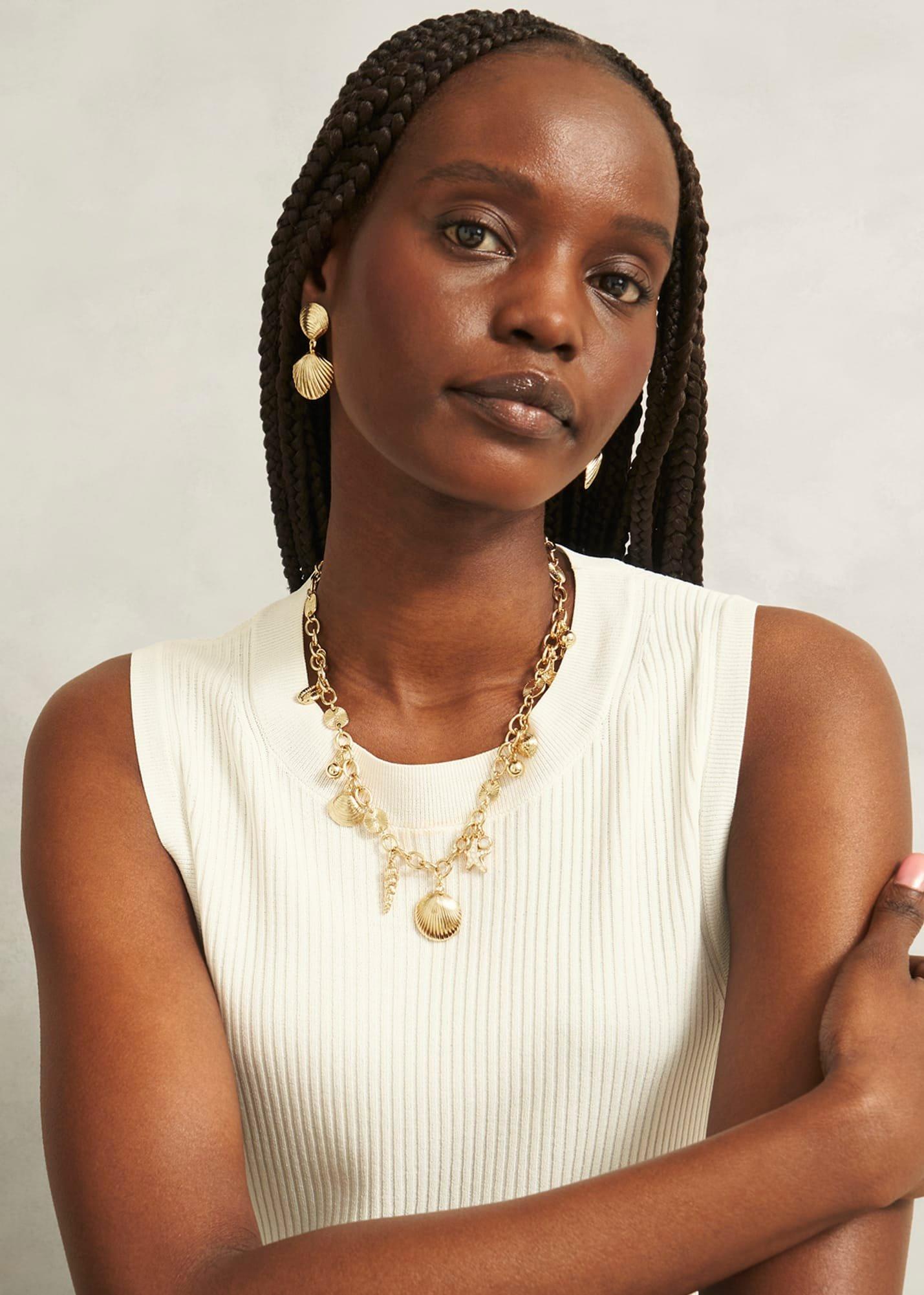 Amaya Shell Earring, Gold, hi-res