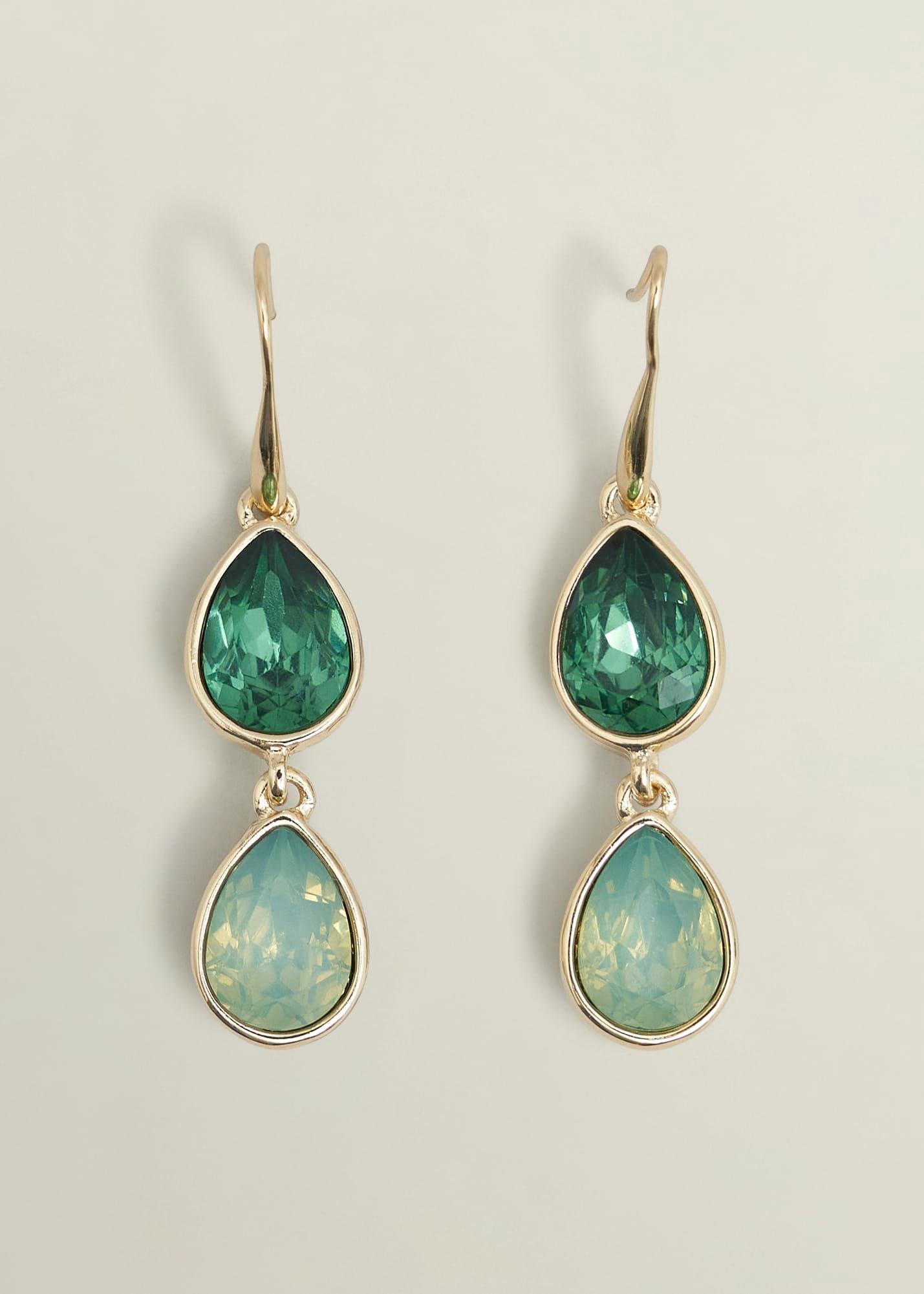 Indira Earrings, Green, hi-res