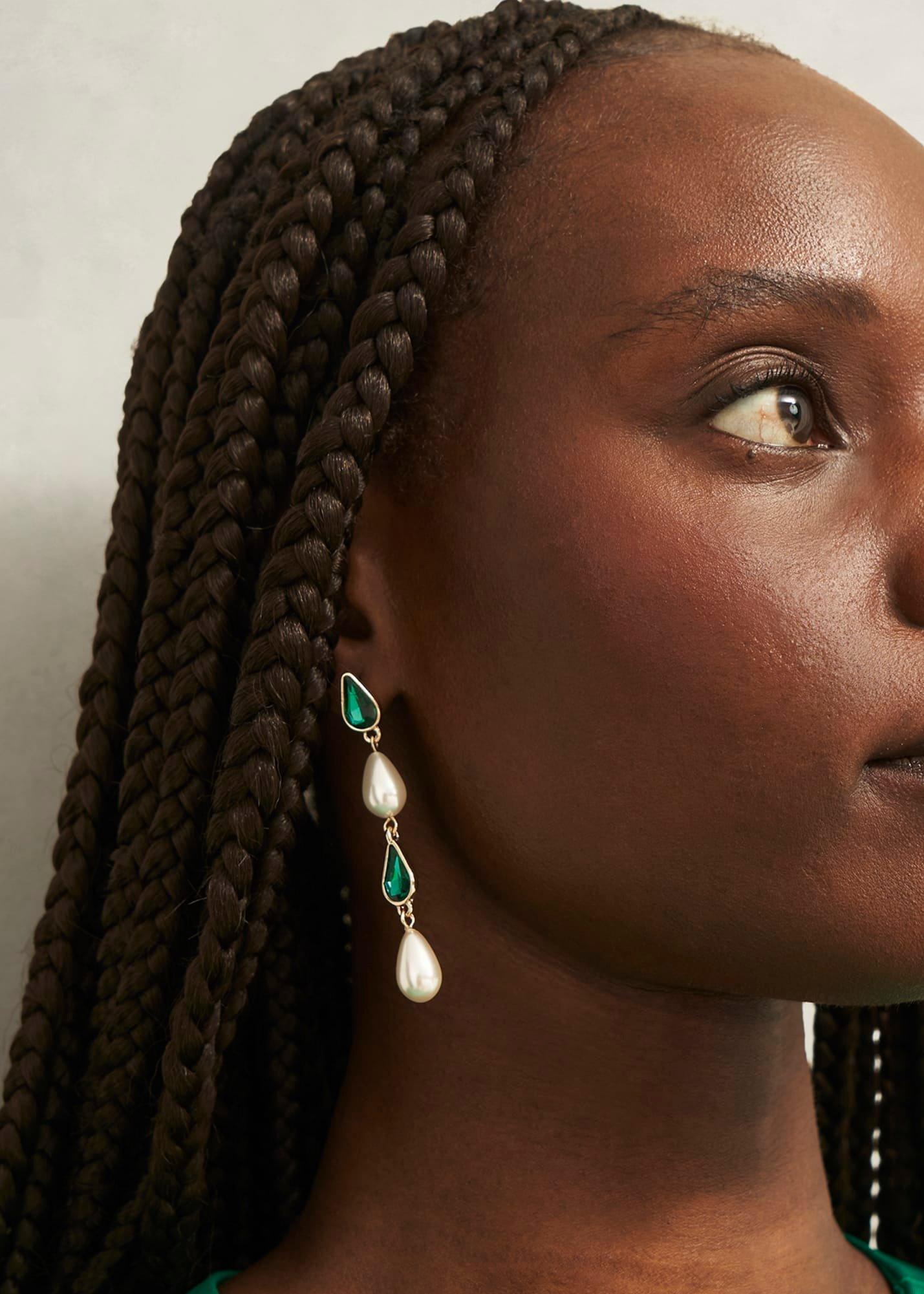 Laurie Earring, Gold Green, hi-res