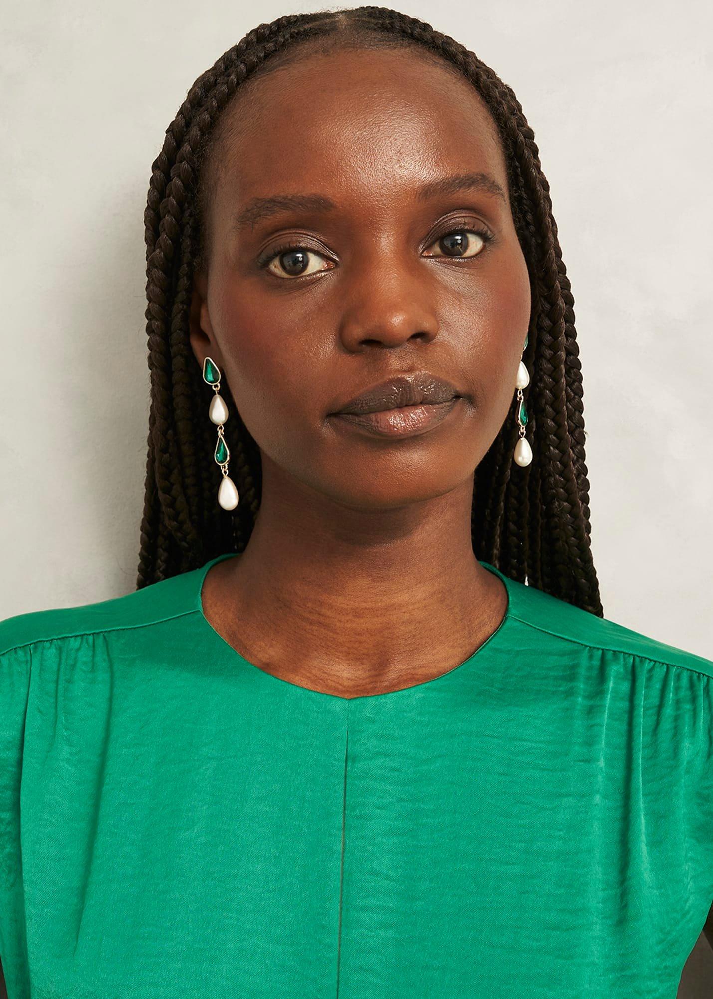 Laurie Earring, Gold Green, hi-res