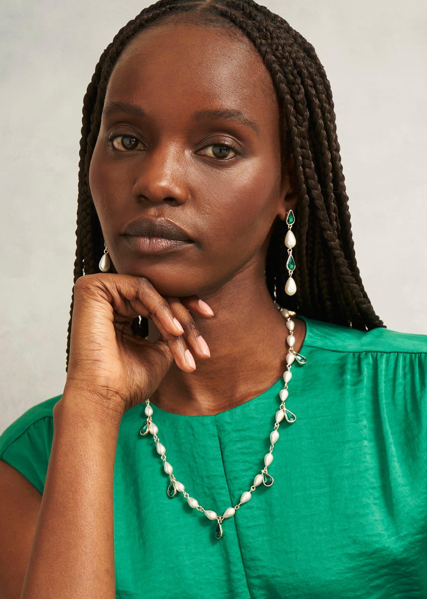 Laurie Earring, Gold Green, hi-res