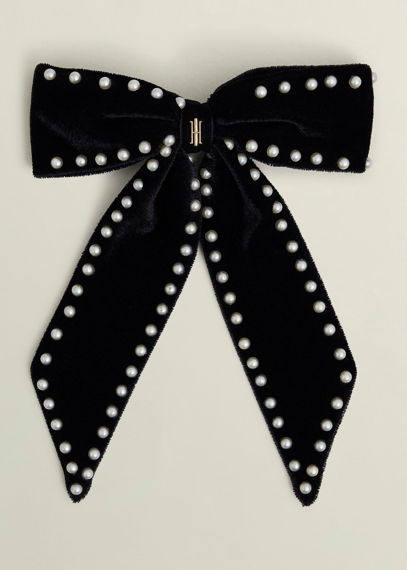 Tilly Velvet Hair Clip, Black, hi-res