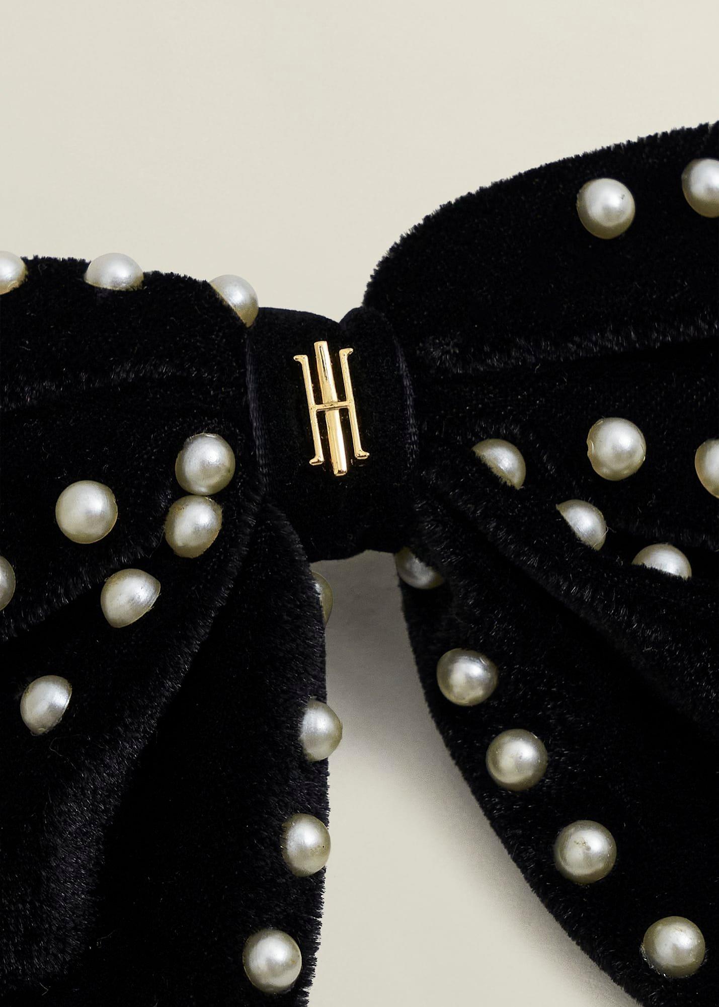 Tilly Velvet Hair Clip, Black, hi-res