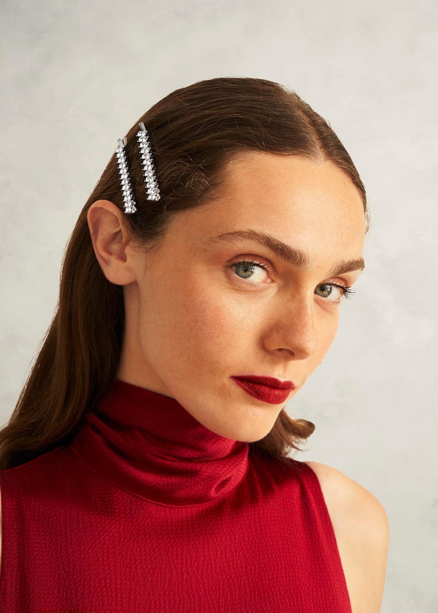 Verona Hair Clips, Silver, hi-res