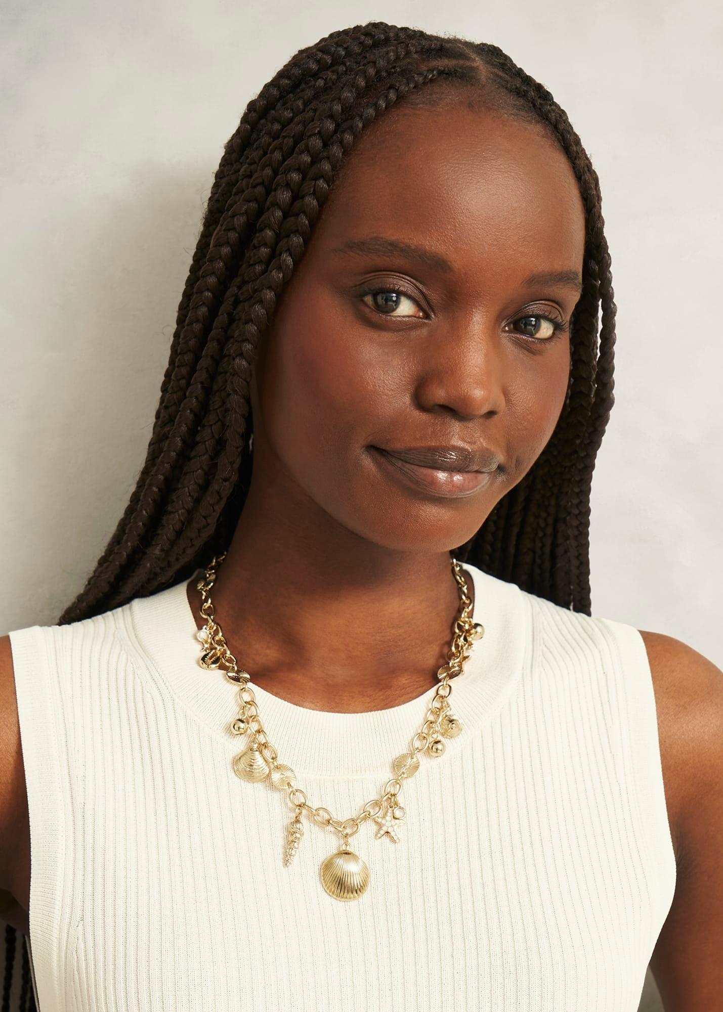 Amaya Shell Necklace, Gold, hi-res