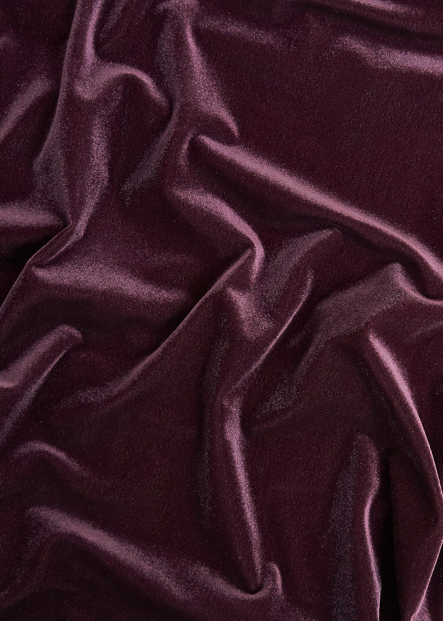 Aimee Velvet V Neck Long Sleeve Top, Malbec Purple, hi-res