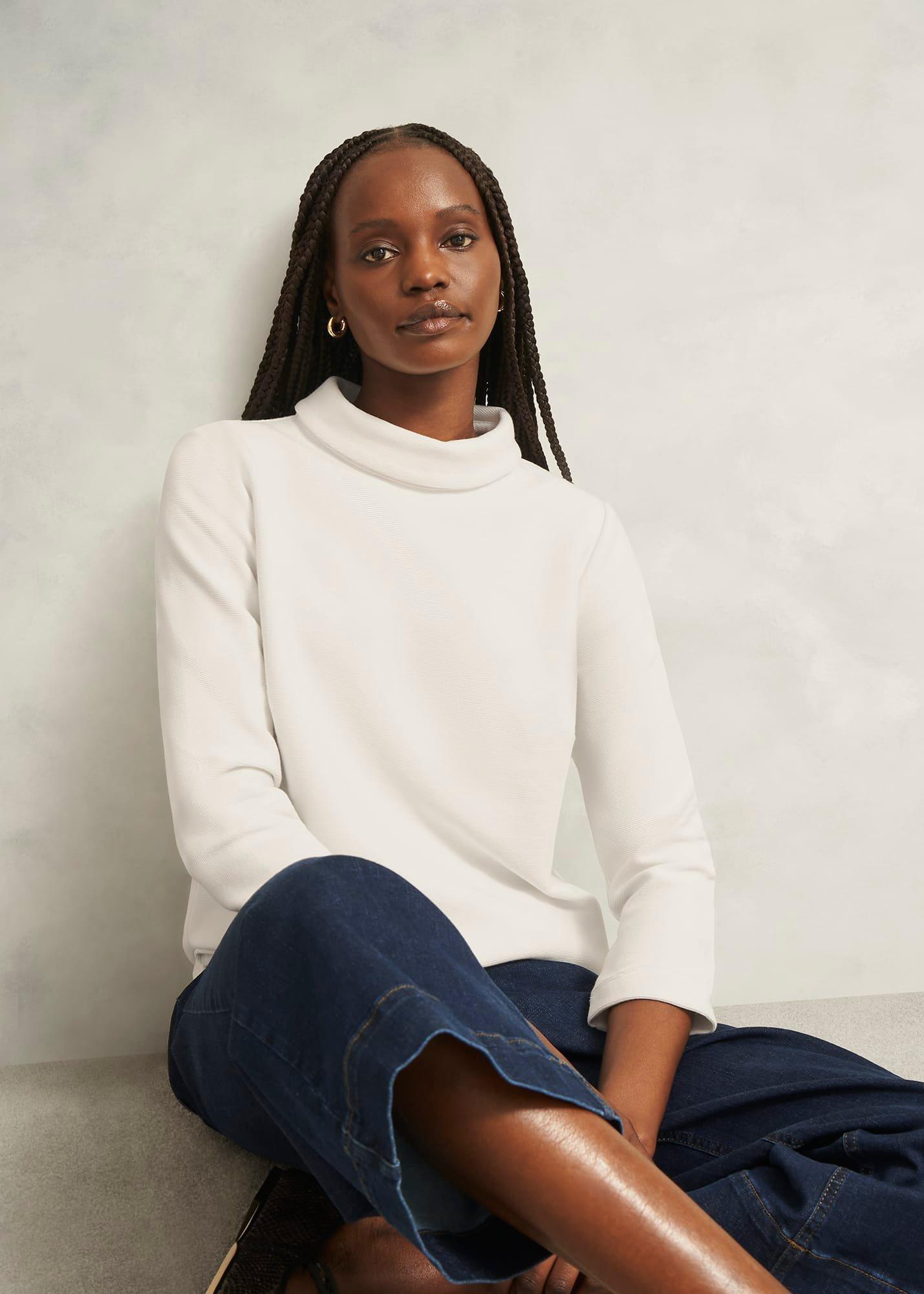 Ivory Tali 3/4 Sleeve Textured Top