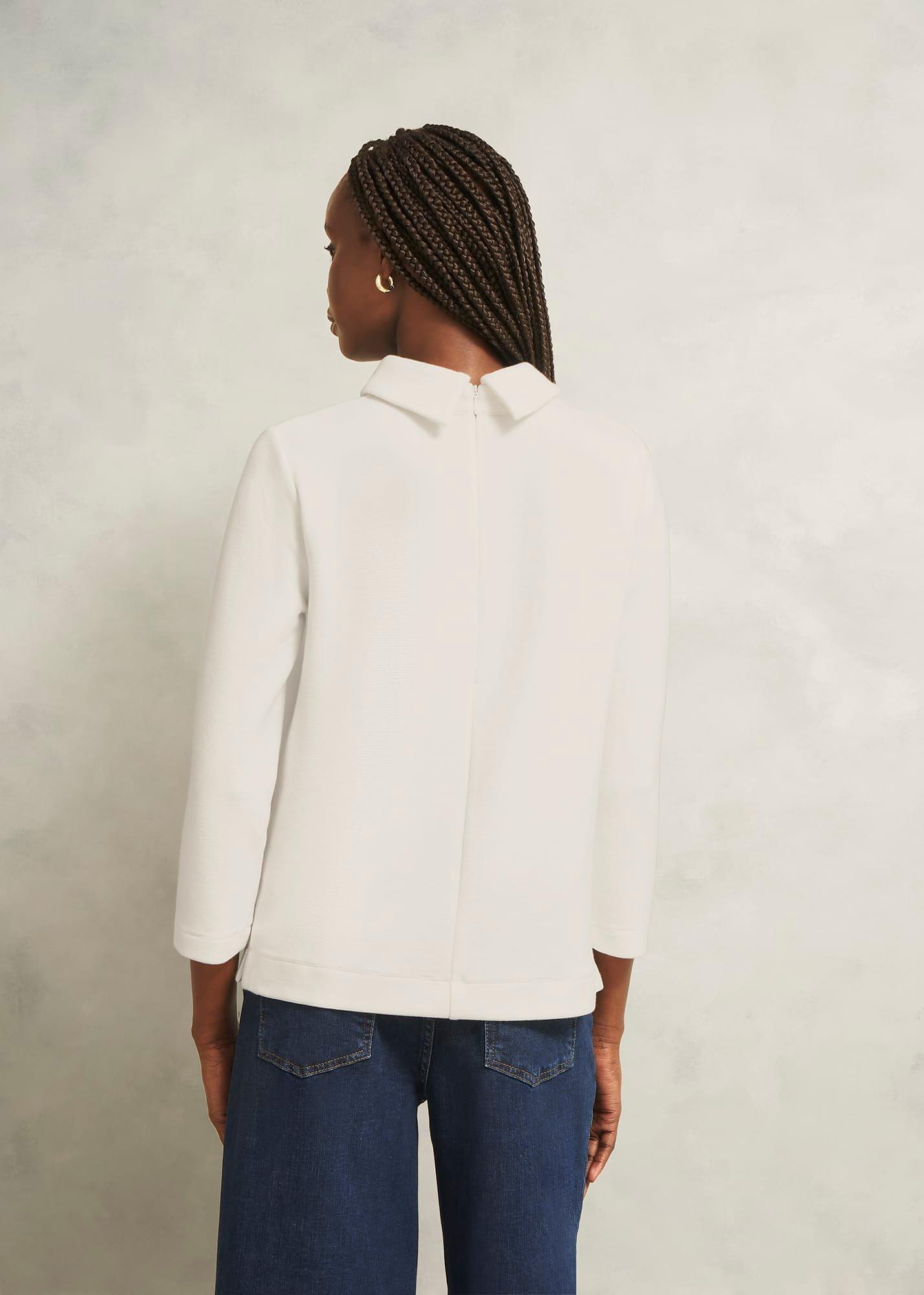 Ivory Tali 3/4 Sleeve Textured Top, Hobbs Ivory, hi-res