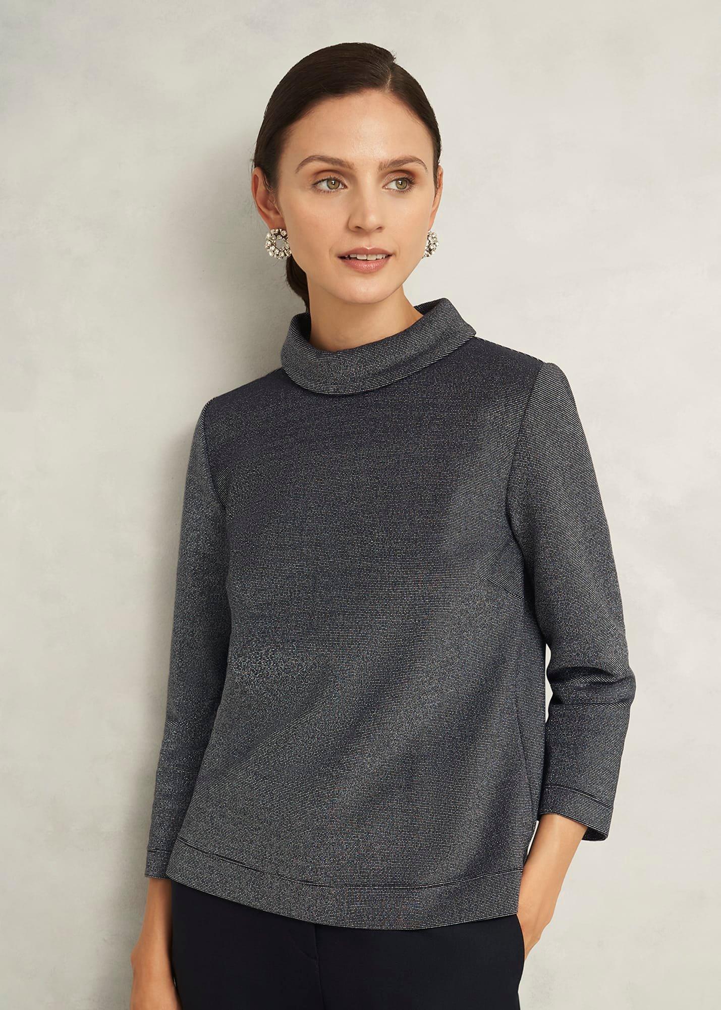 Tali Sparkle 3/4 Sleeve Roll Neck Top