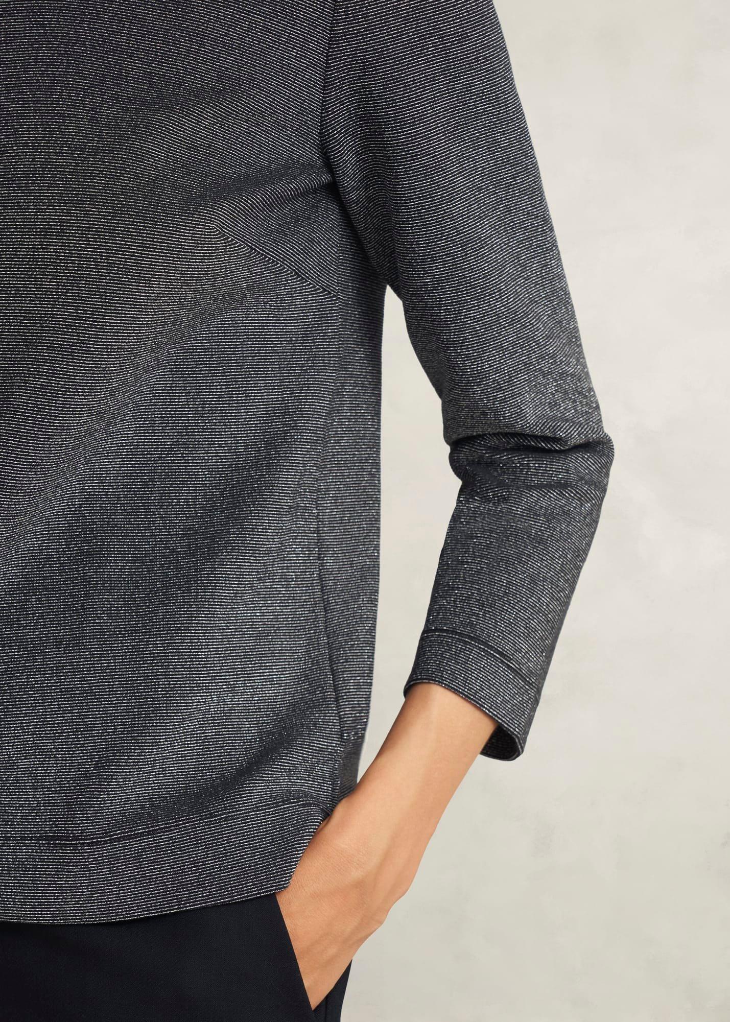 Tali Sparkle 3/4 Sleeve Roll Neck Top, Navy Silver, hi-res