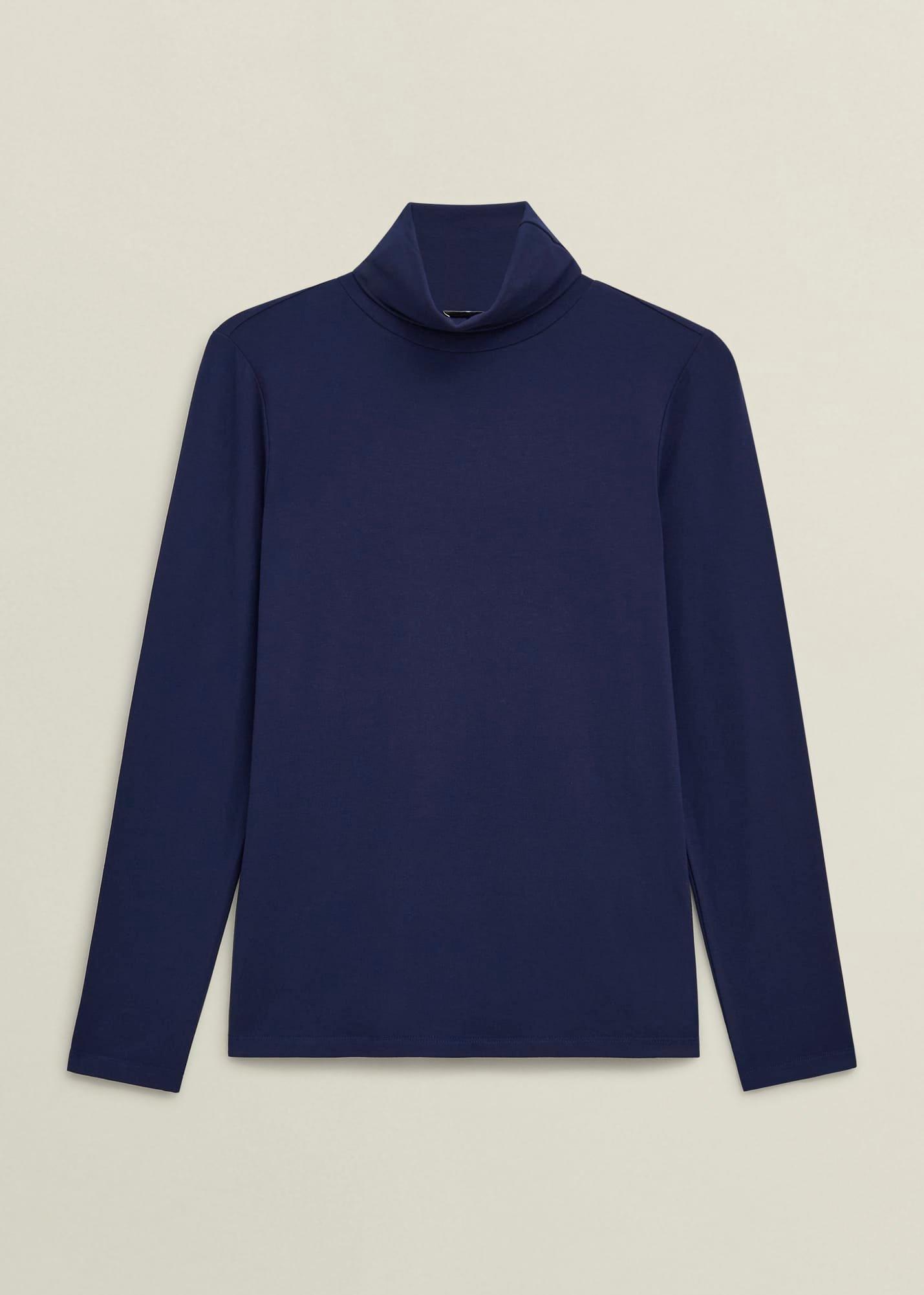 Navy Mischa Roll Neck Long Sleeve Top
