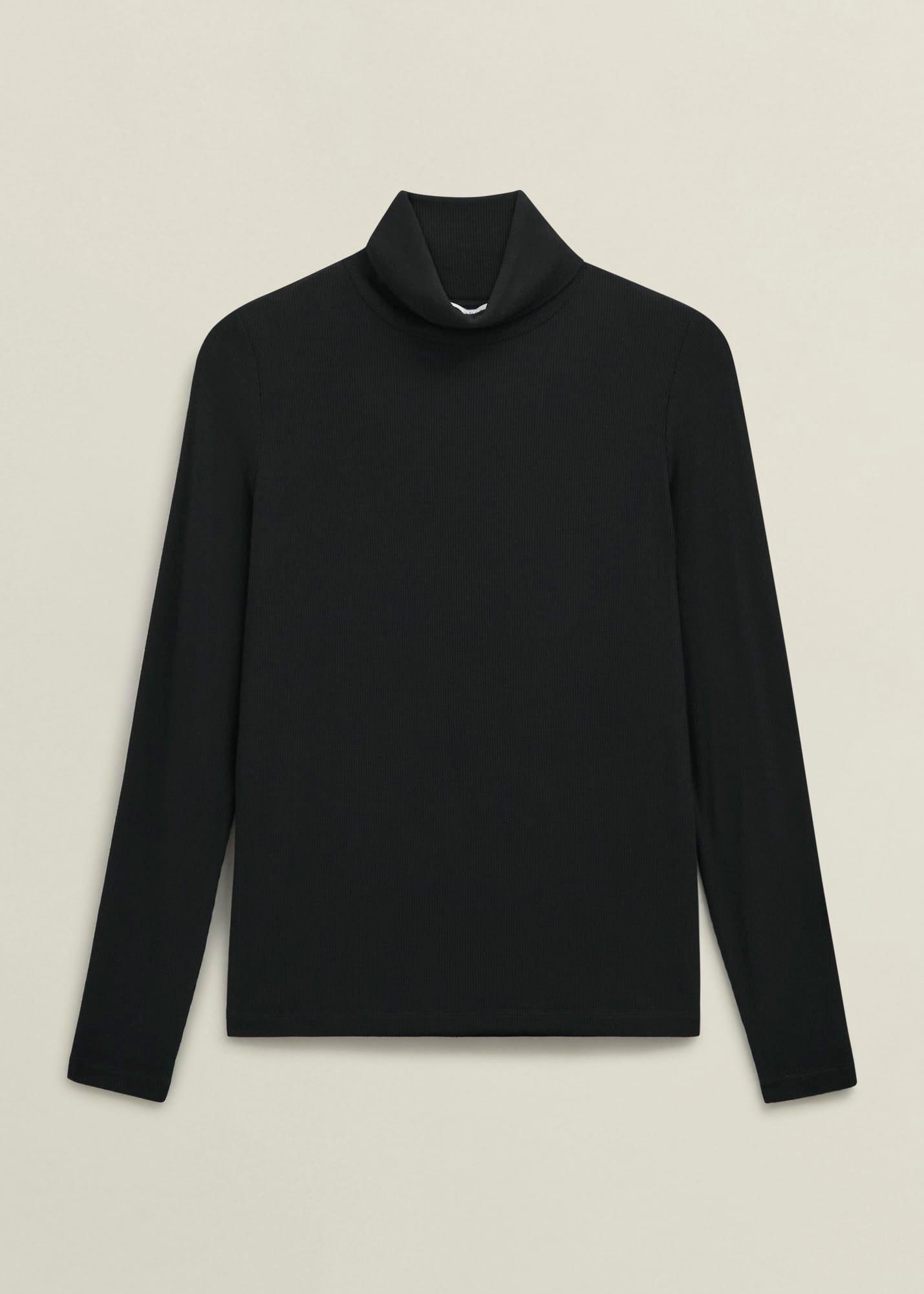 Kiera Ribbed Rollneck, Black, hi-res