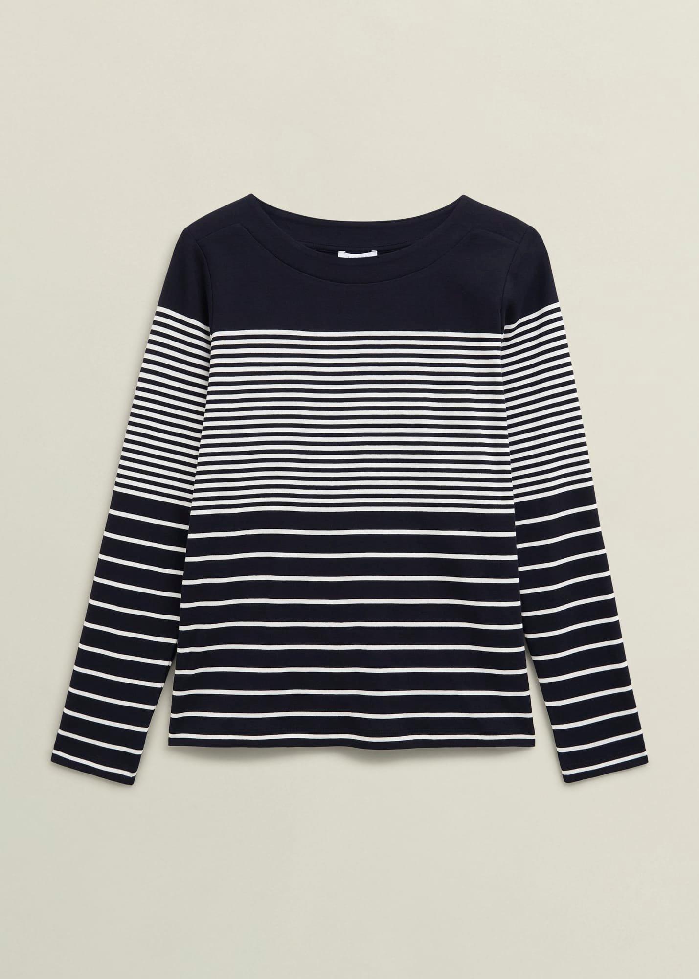 Navy Constance Cotton Striped Long Sleeve Top