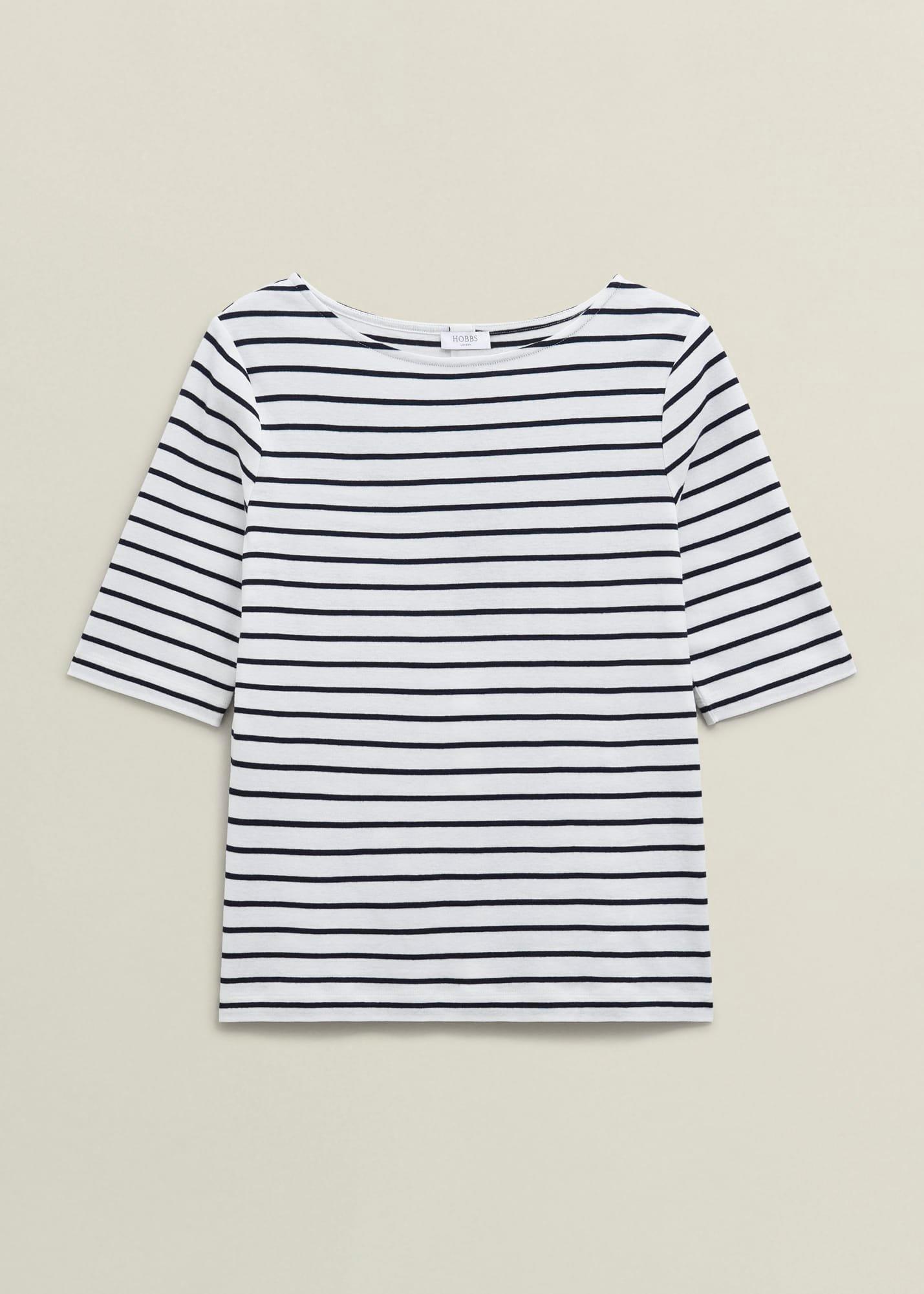 Ivory Katie Cotton Stripe Button Back Top