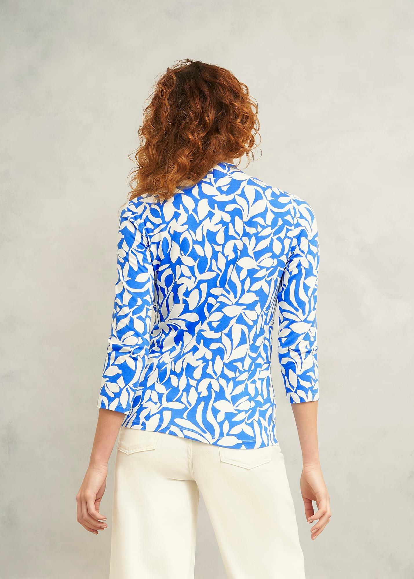 Aimee Printed Top, Blue Ivory, hi-res