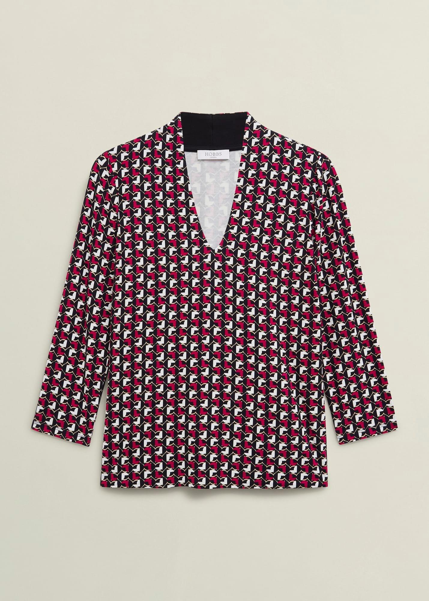 Pink Aimee Printed V Neck 3/4 Sleeve Top