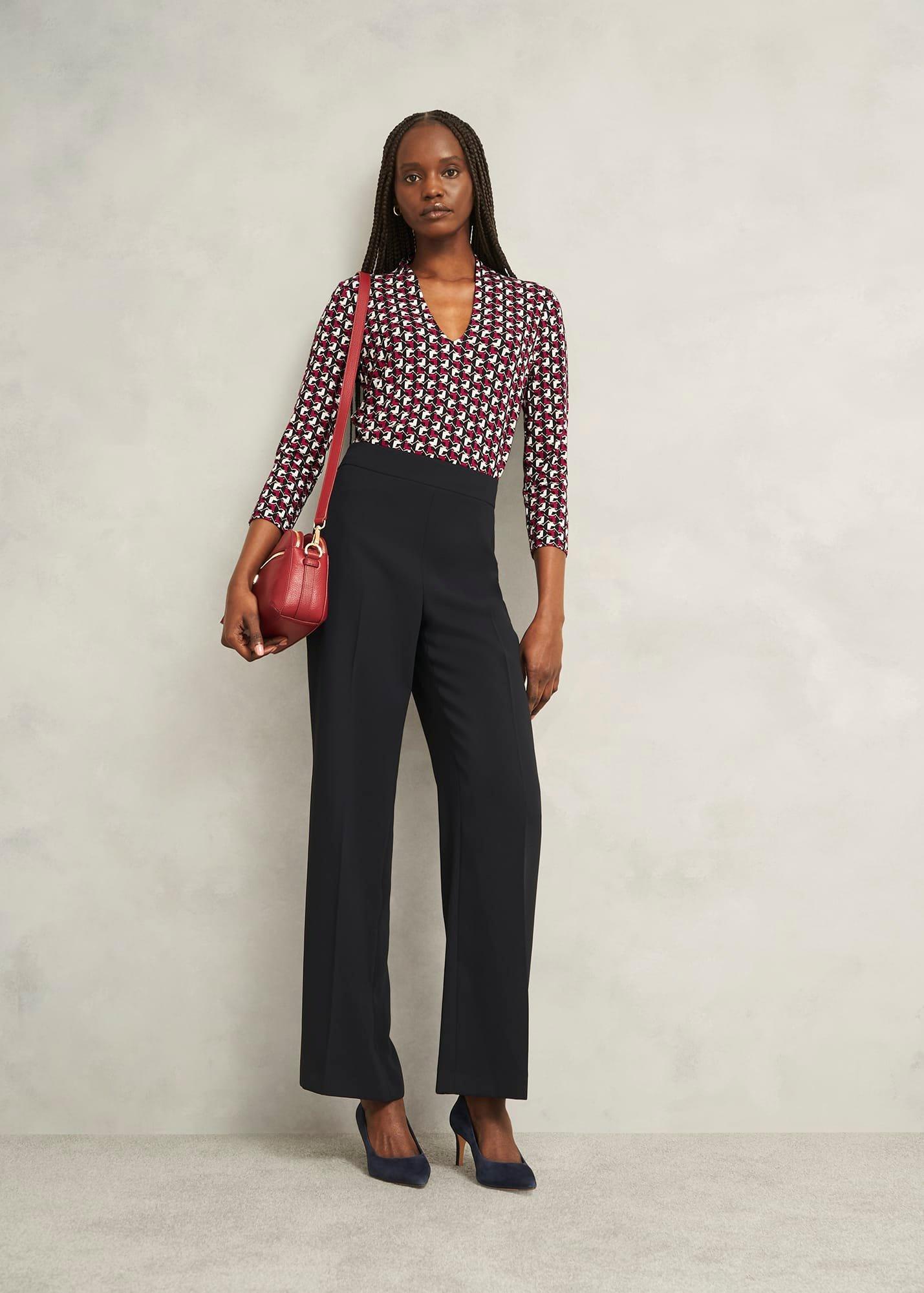 Pink Aimee Printed V Neck 3/4 Sleeve Top, Pink Ivory, hi-res