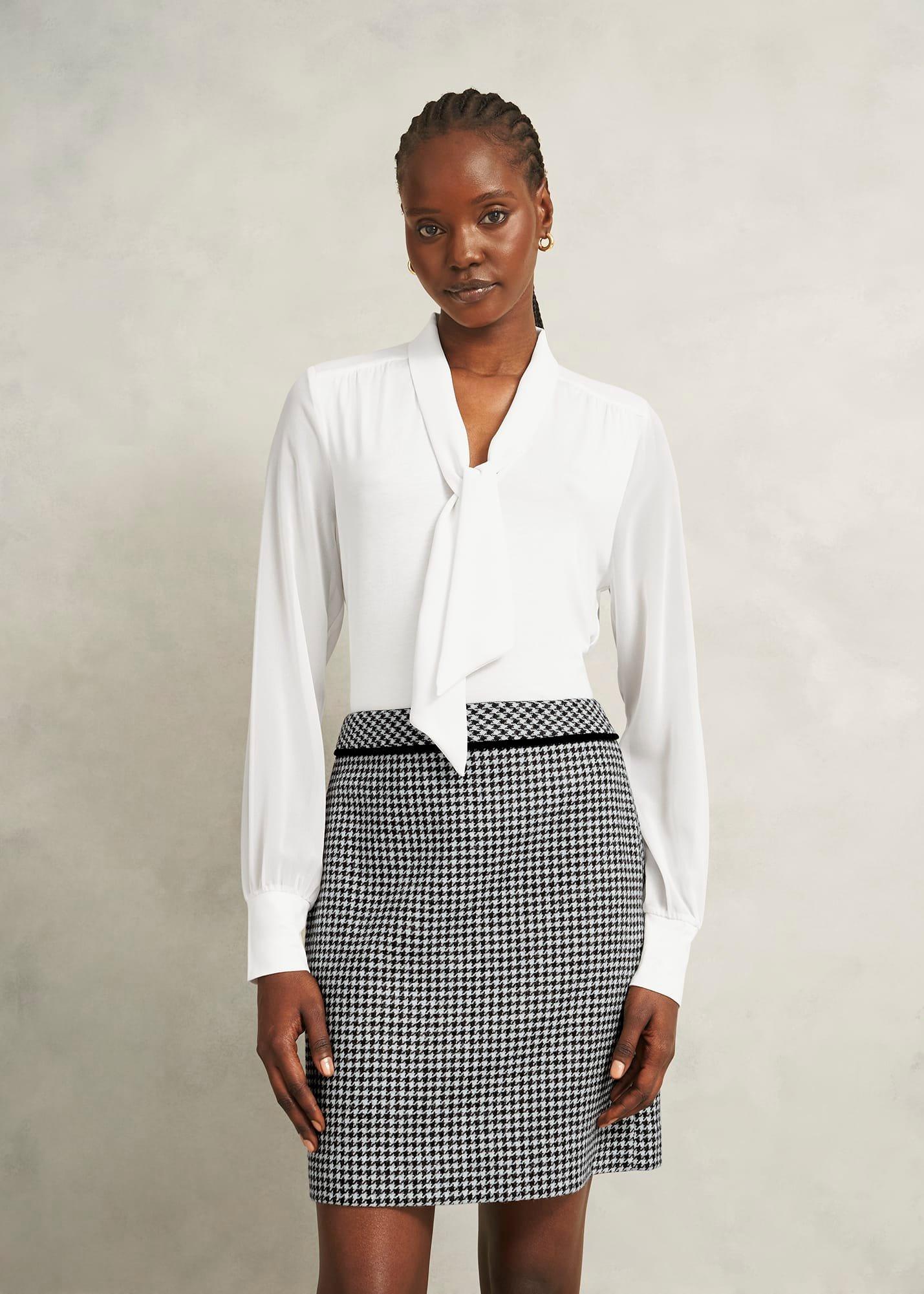 Ivory Tarini Tie Neck Long Sleeve Top